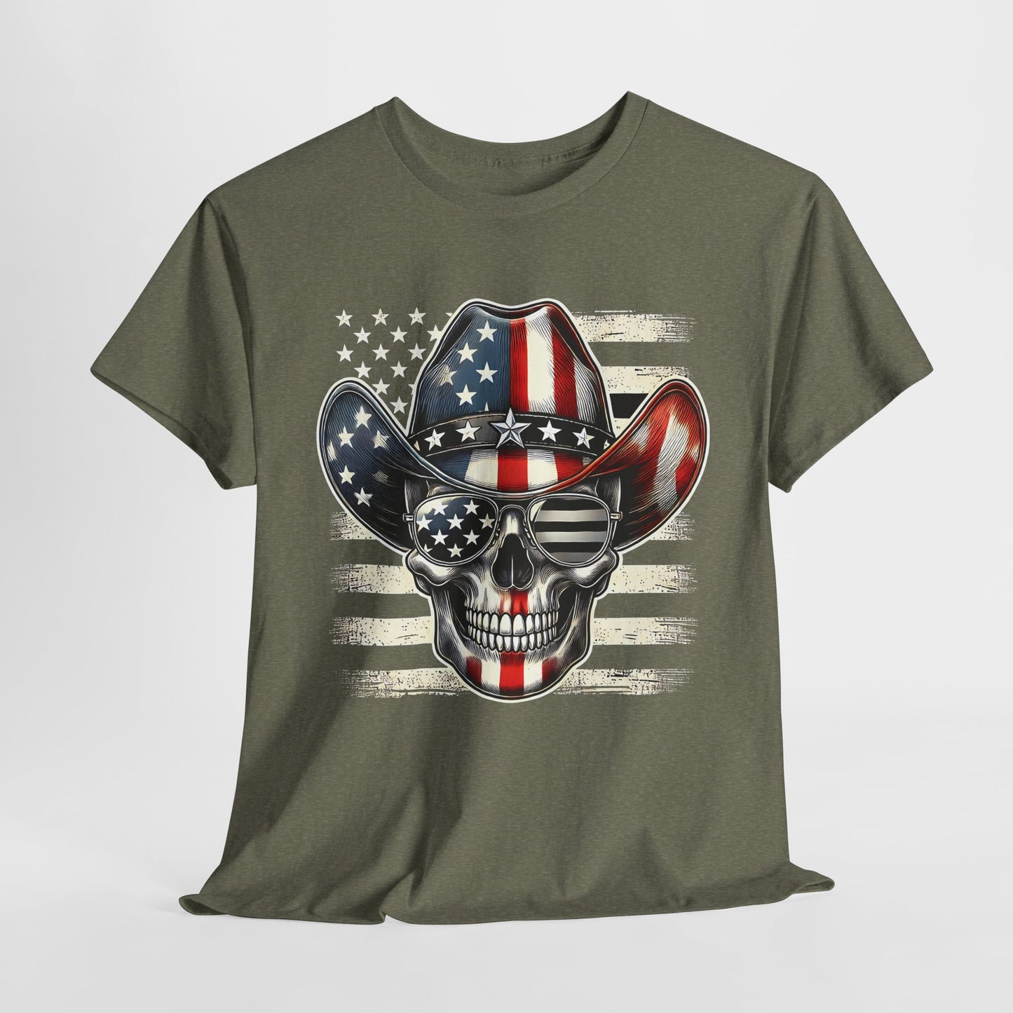 Cowboy Skeleton with Hat and Flag T-Shirt
