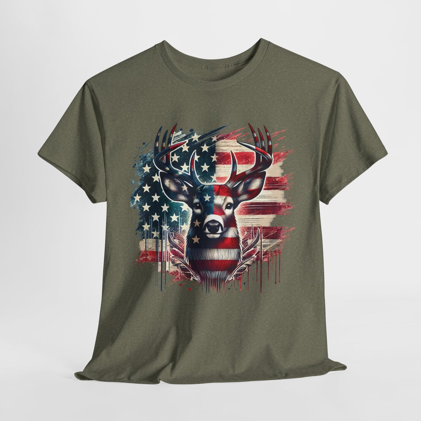Whitetail Buck with Flag T-Shirt