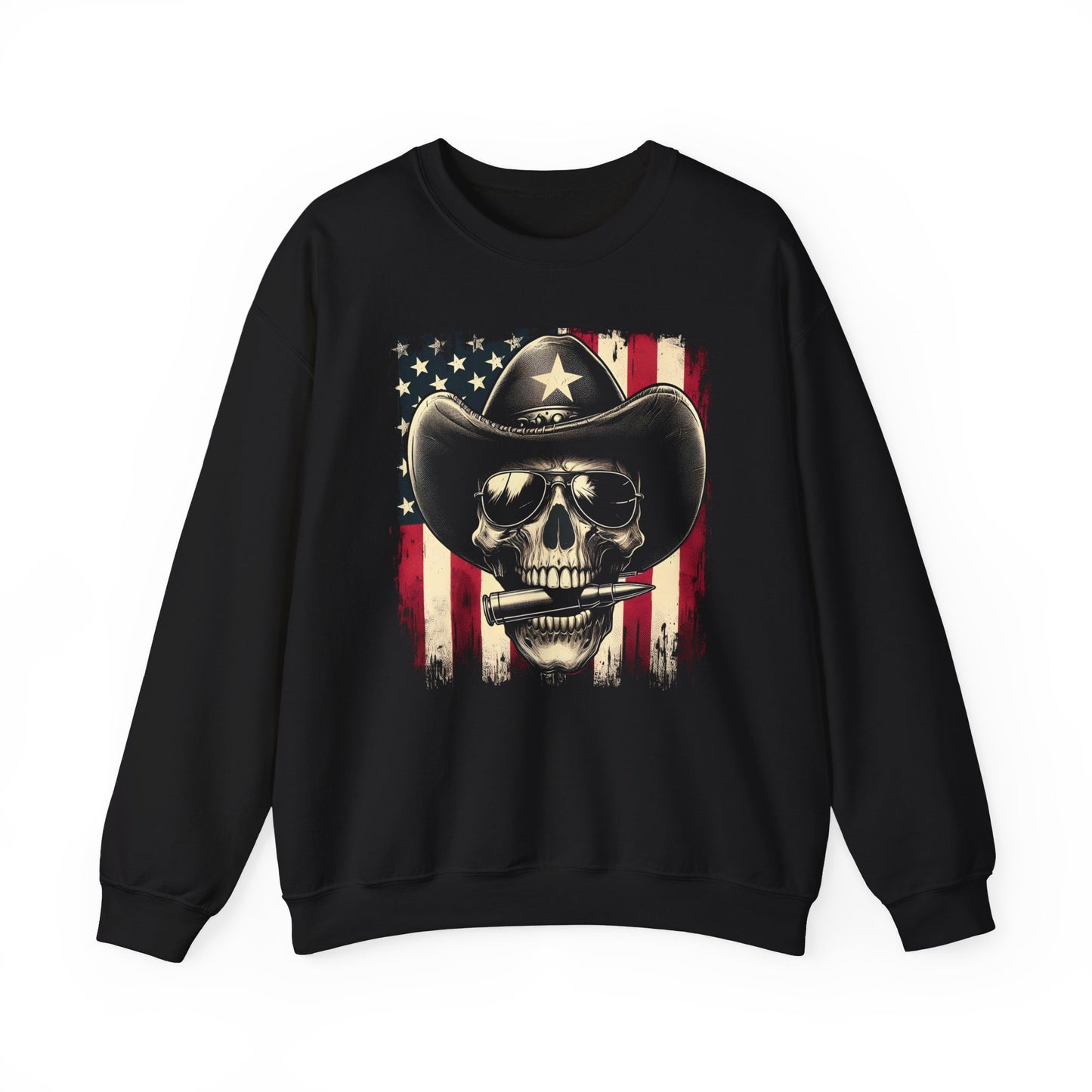 Cowboy Skeleton Biting Bullet Sweatshirt