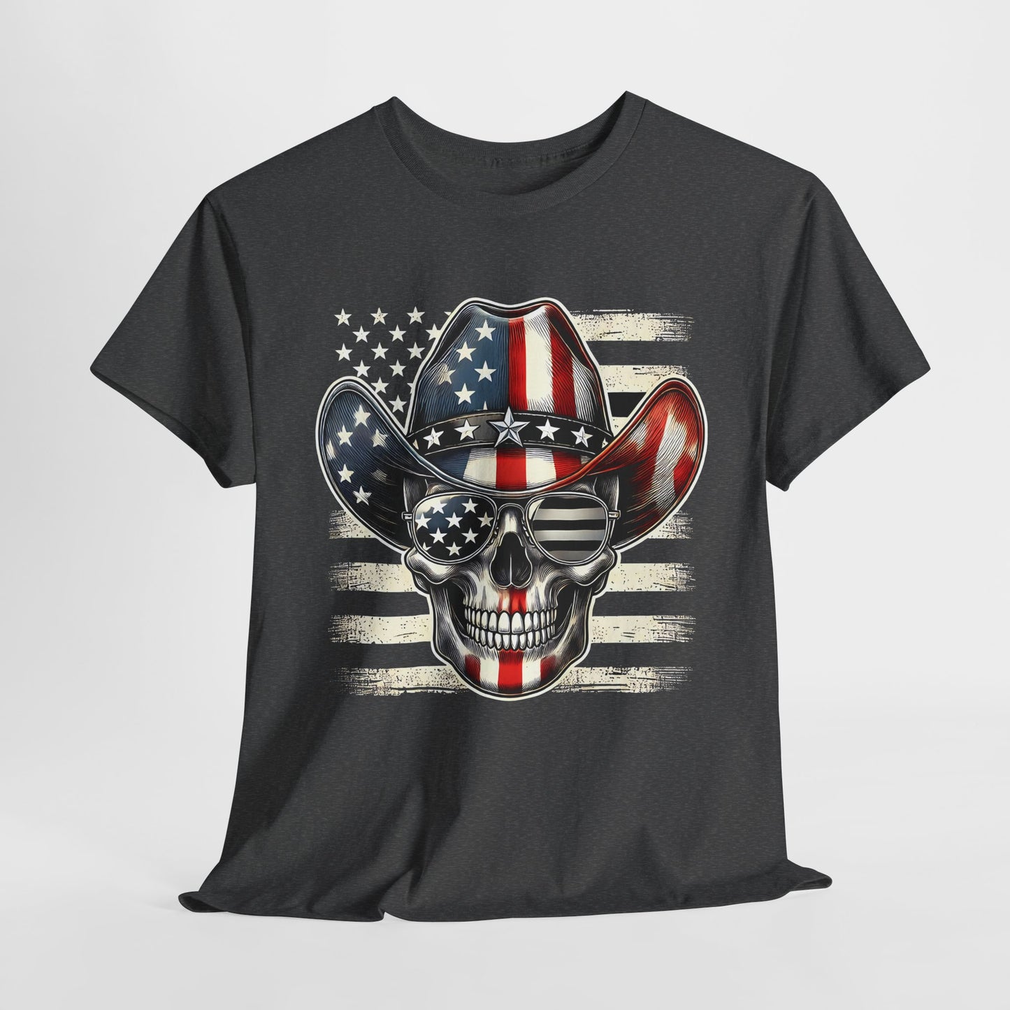 Cowboy Skeleton with Hat and Flag T-Shirt