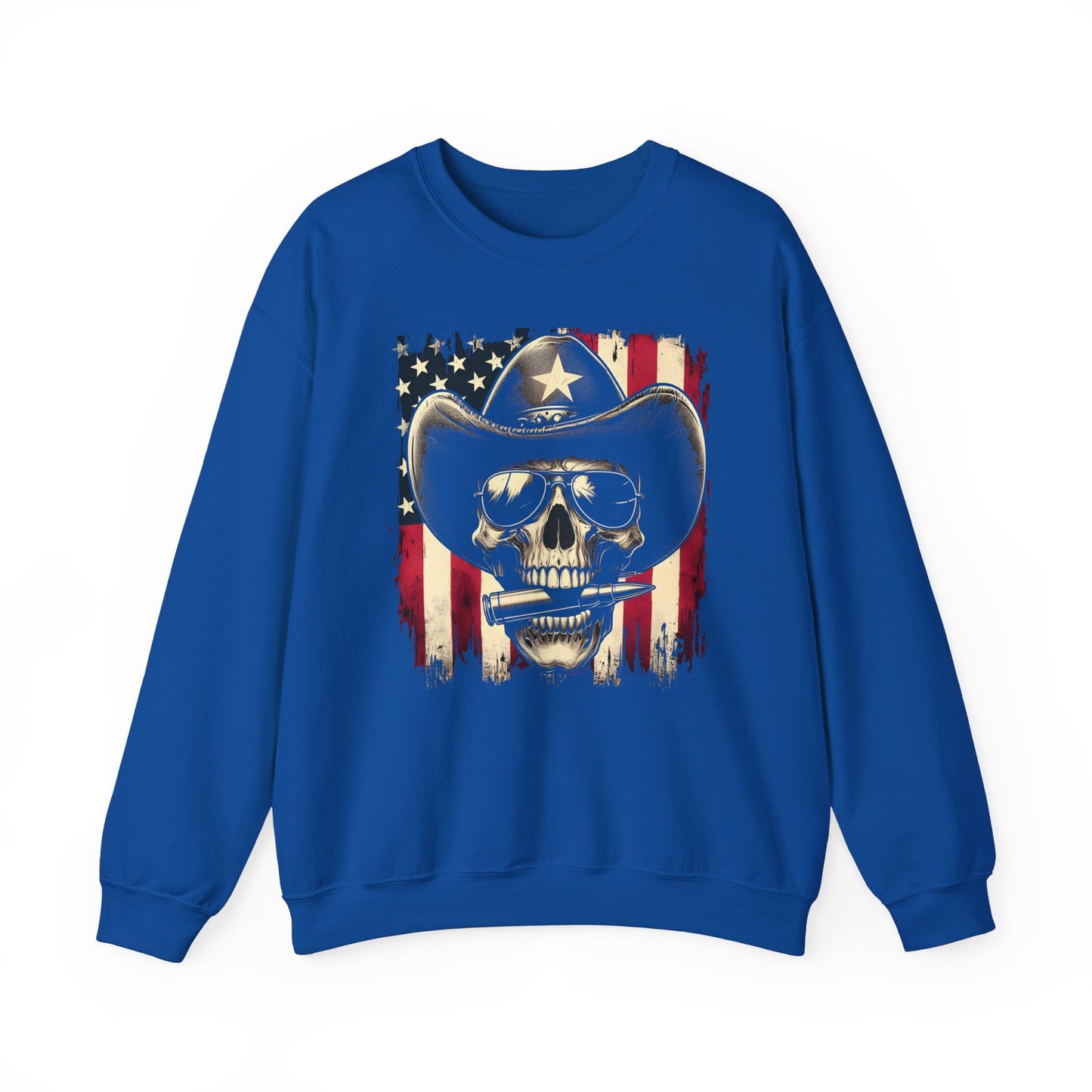 Cowboy Skeleton Biting Bullet Sweatshirt