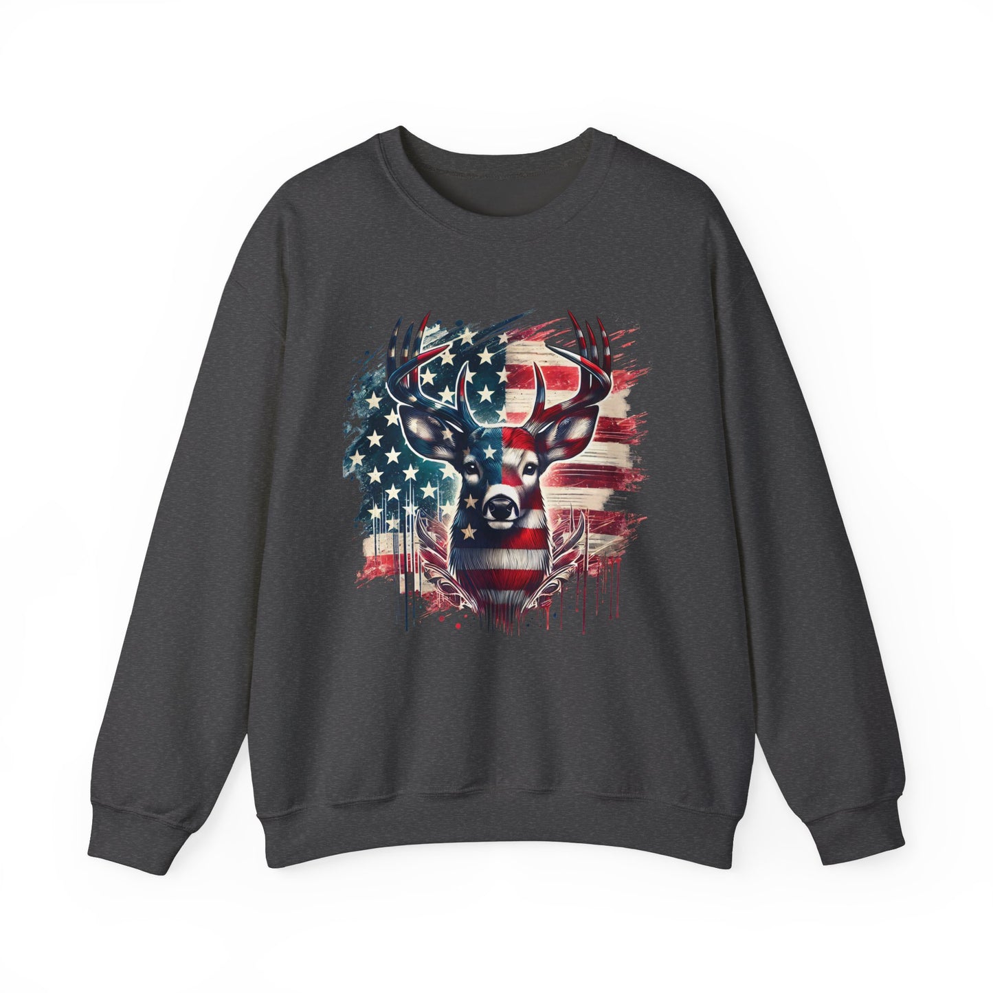 Whitetail Buck with Flag Sweatshirt