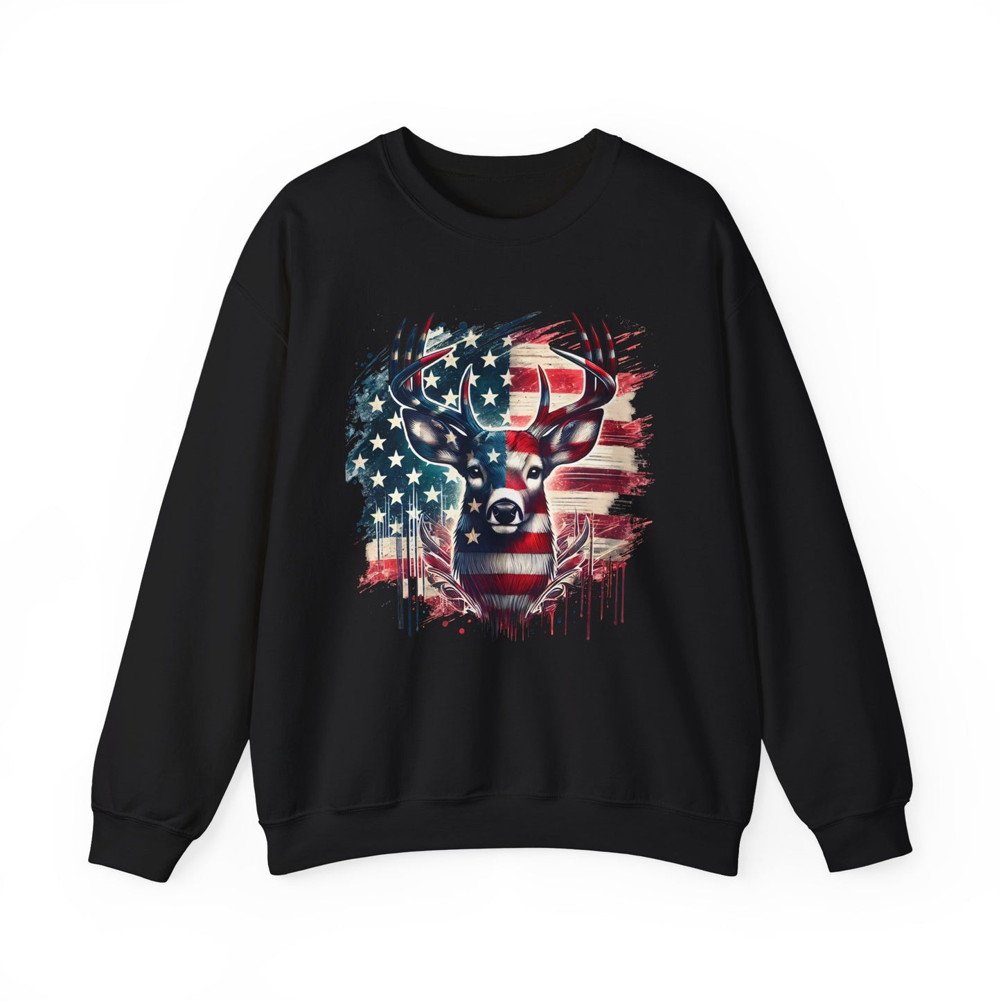 Whitetail Buck with Flag Sweatshirt