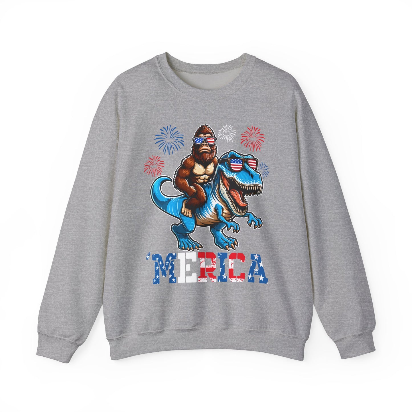 'Merica! Bigfoot on Dinosaur Sweatshirt