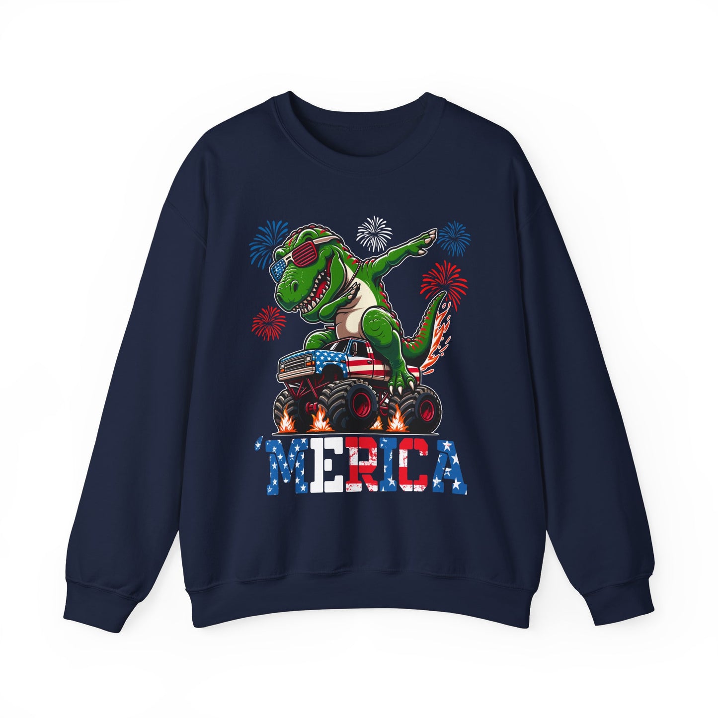 'Merica! Dabbin' Dinosaur on a Monster Truck Sweatshirt