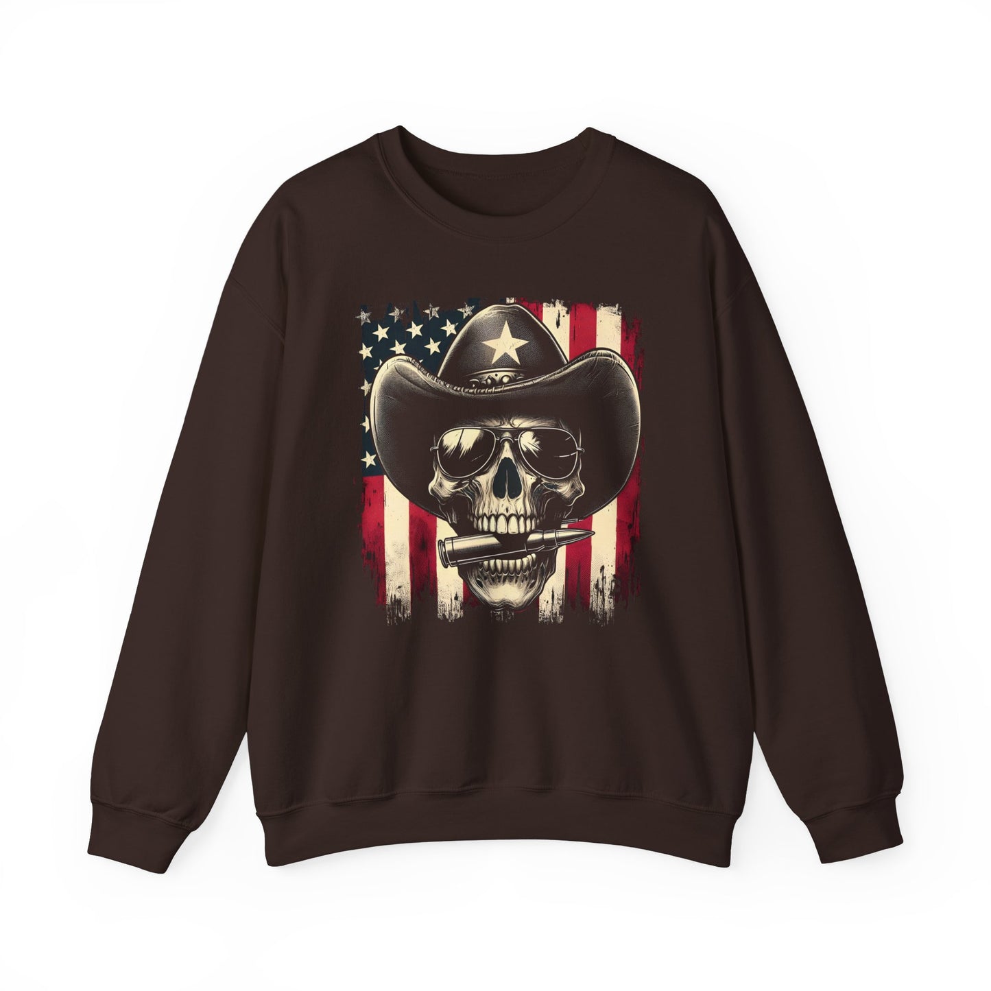 Cowboy Skeleton Biting Bullet Sweatshirt