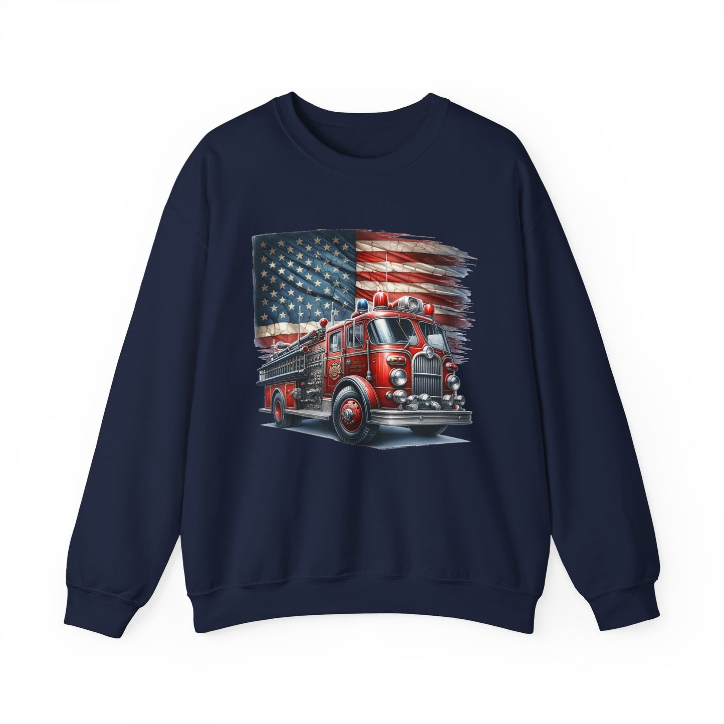 Fire Truck with Flag Sweatshirt
