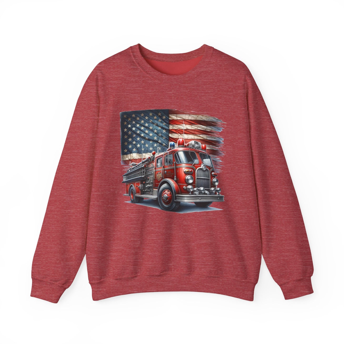 Fire Truck with Flag Sweatshirt