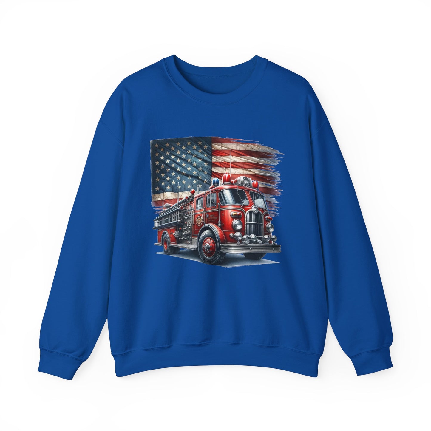Fire Truck with Flag Sweatshirt