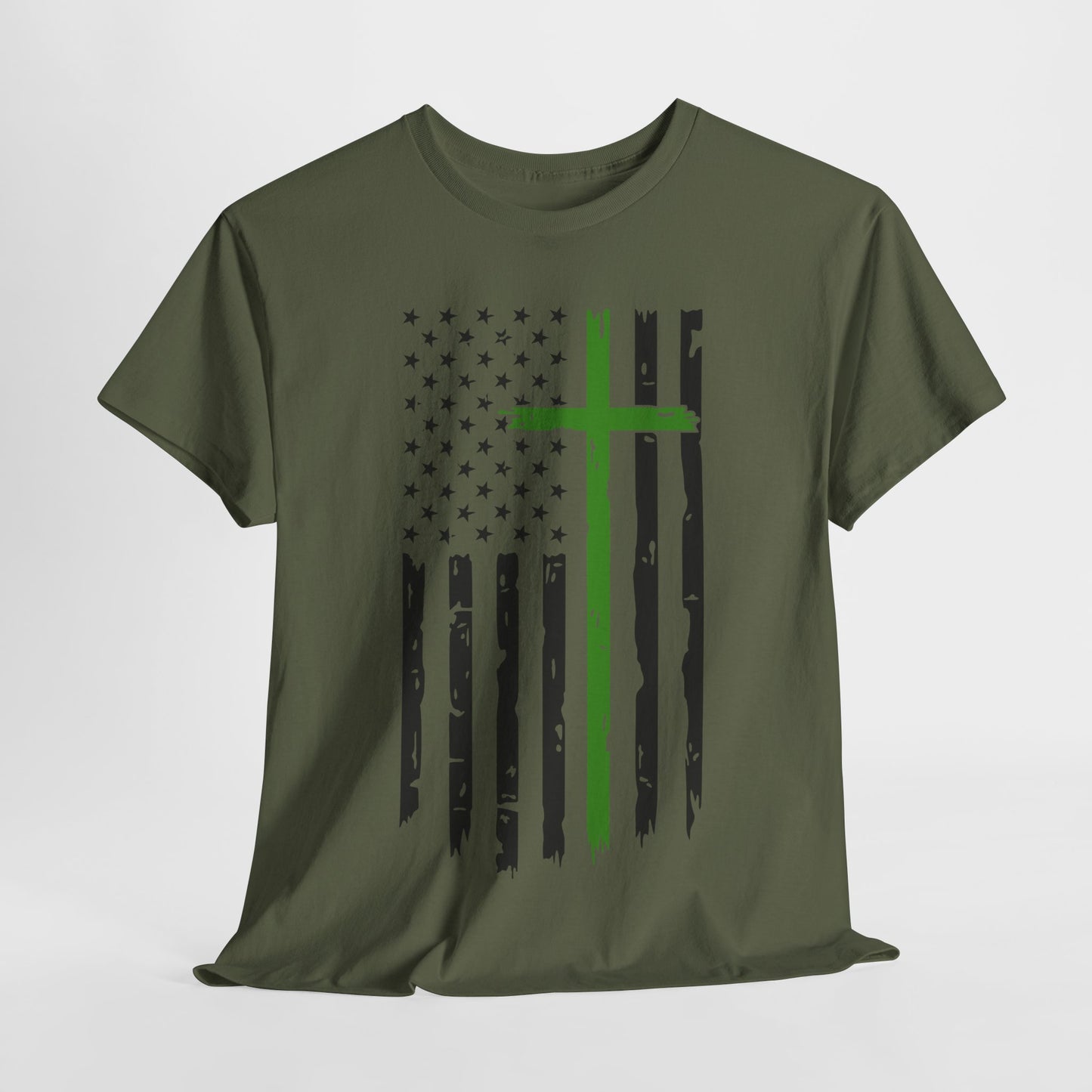 Thin Green Line Cross - Armed Forces T-Shirt