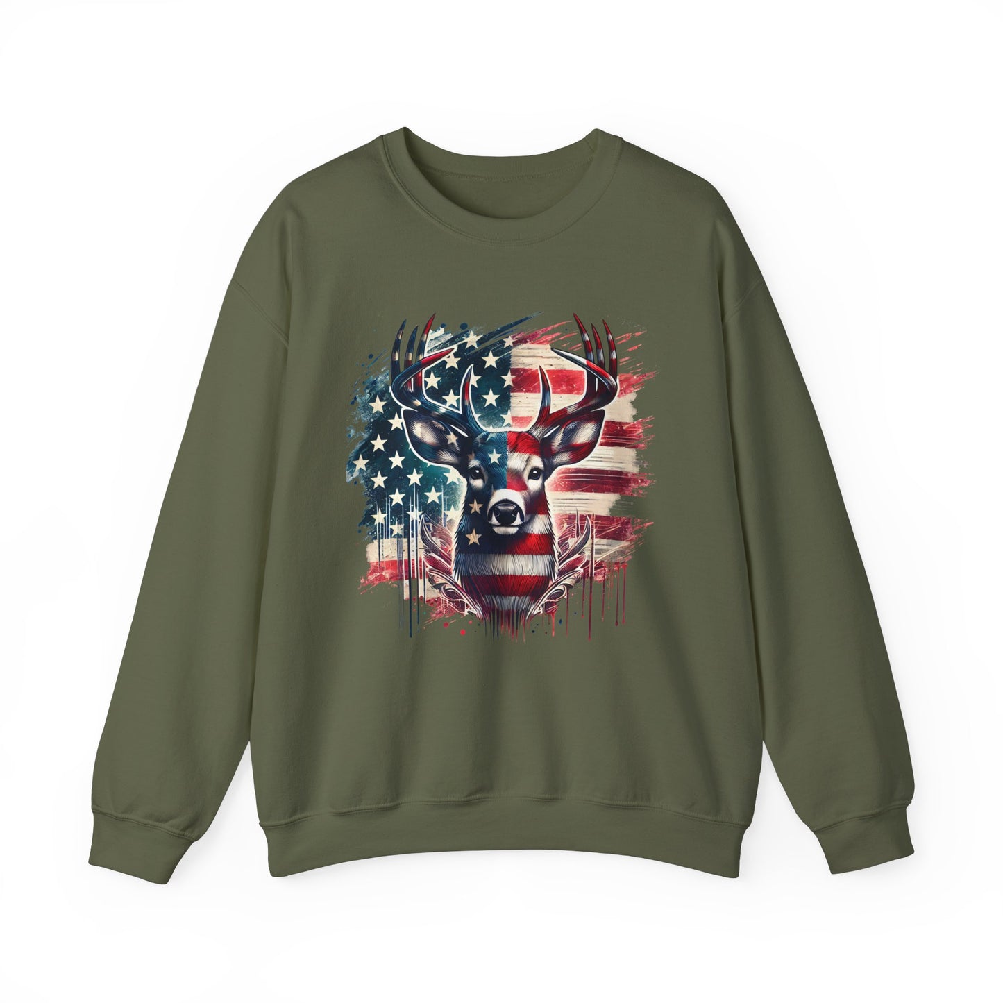 Whitetail Buck with Flag Sweatshirt