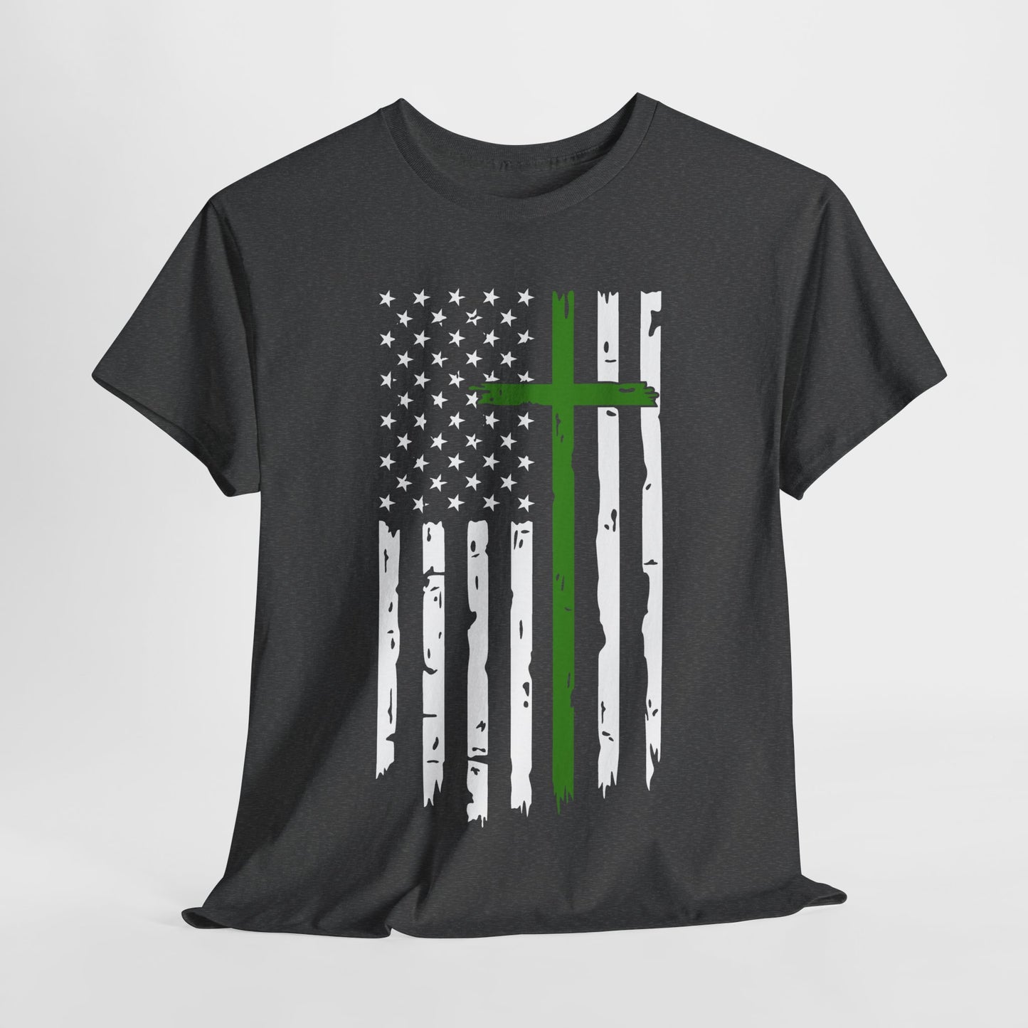 Thin Green Line Cross - Armed Forces T-Shirt