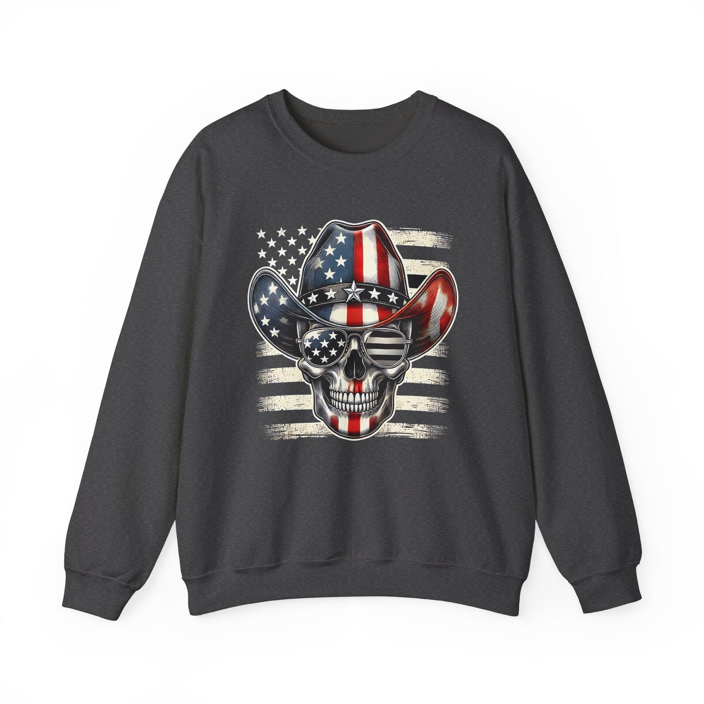 Cowboy Skeleton with Hat and Flag Sweatshirt