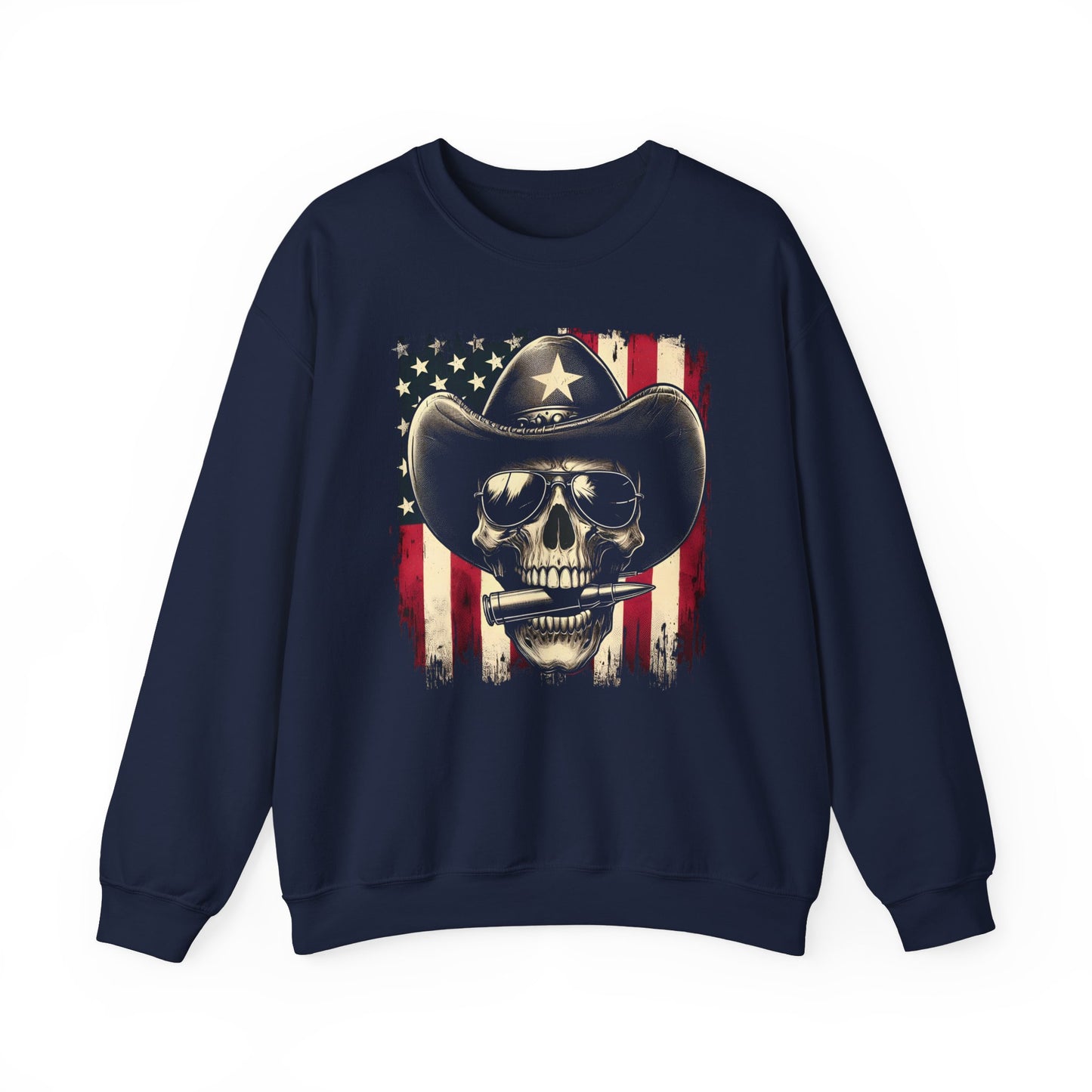 Cowboy Skeleton Biting Bullet Sweatshirt