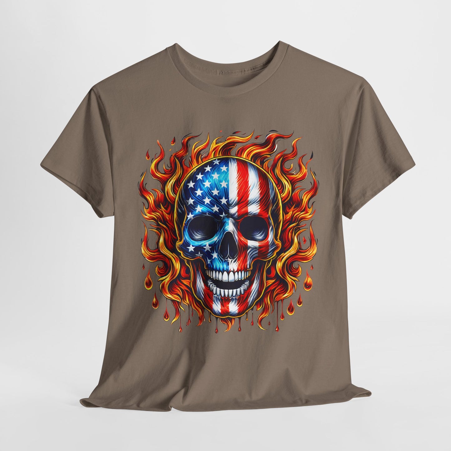 Flaming Flag Skull T-Shirt