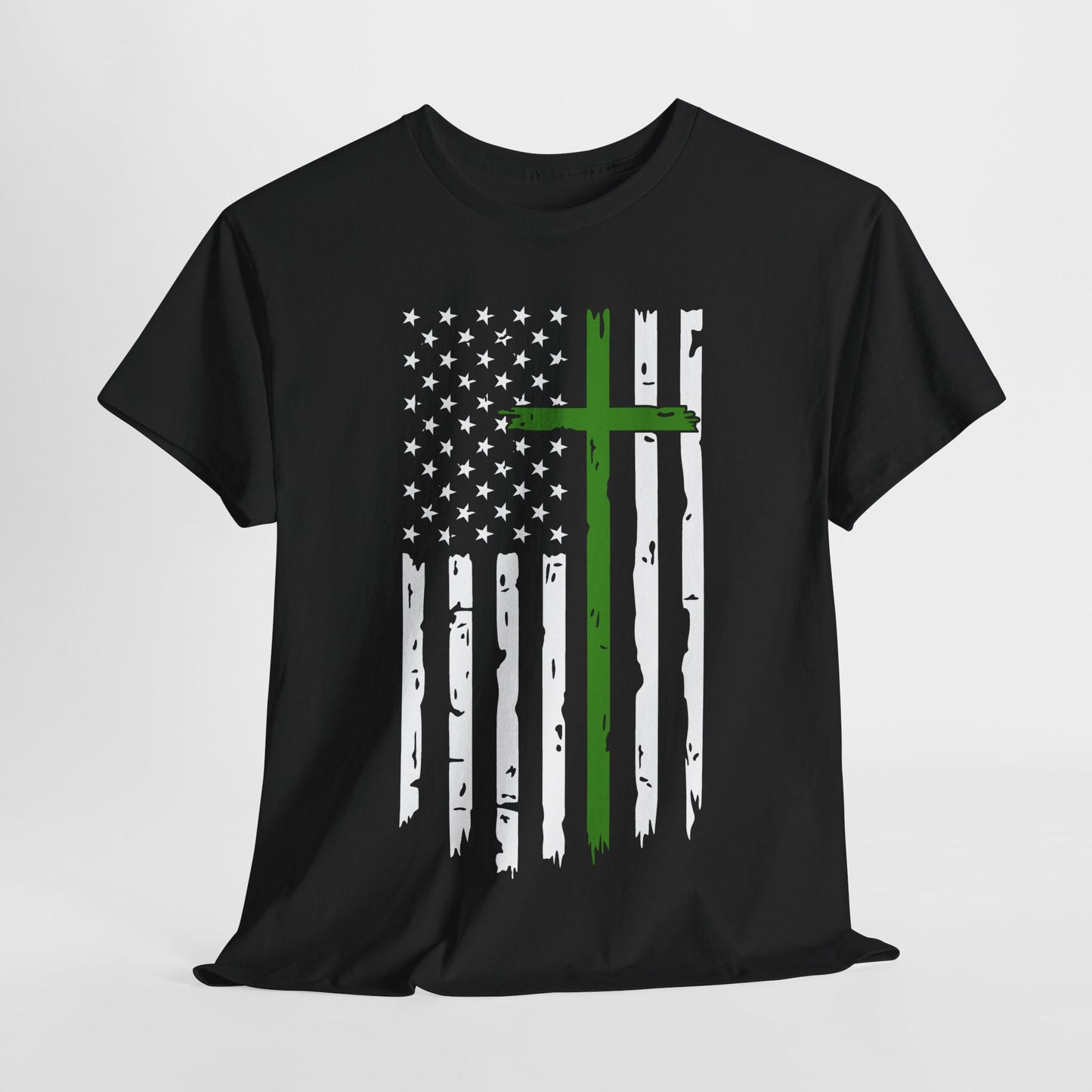 Thin Green Line Cross - Armed Forces T-Shirt