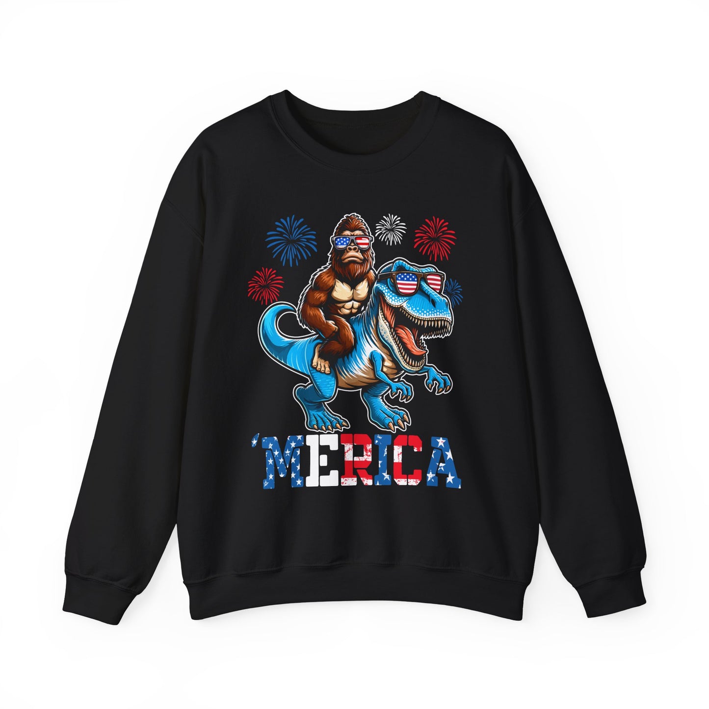 'Merica! Bigfoot on Dinosaur Sweatshirt