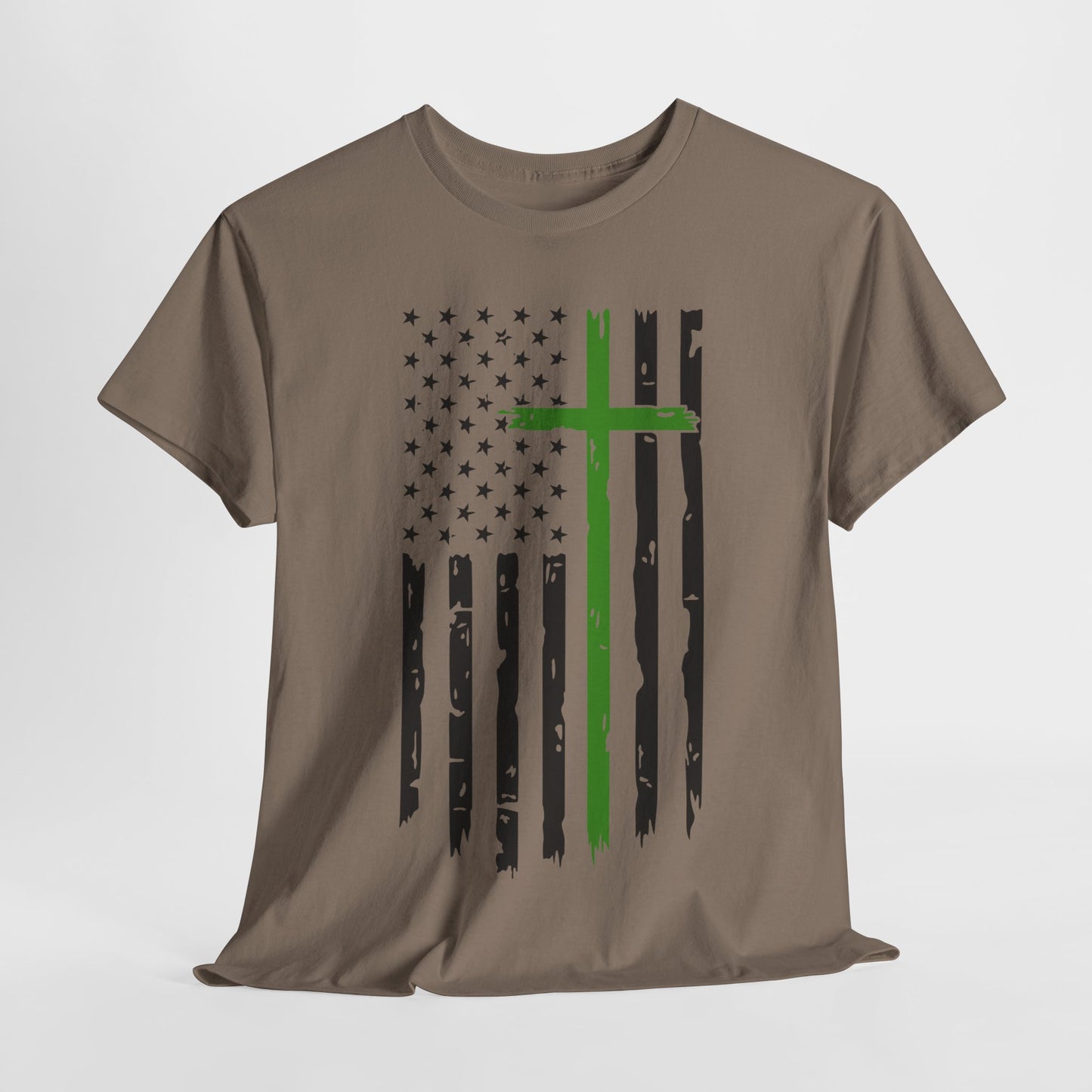 Thin Green Line Cross - Armed Forces T-Shirt