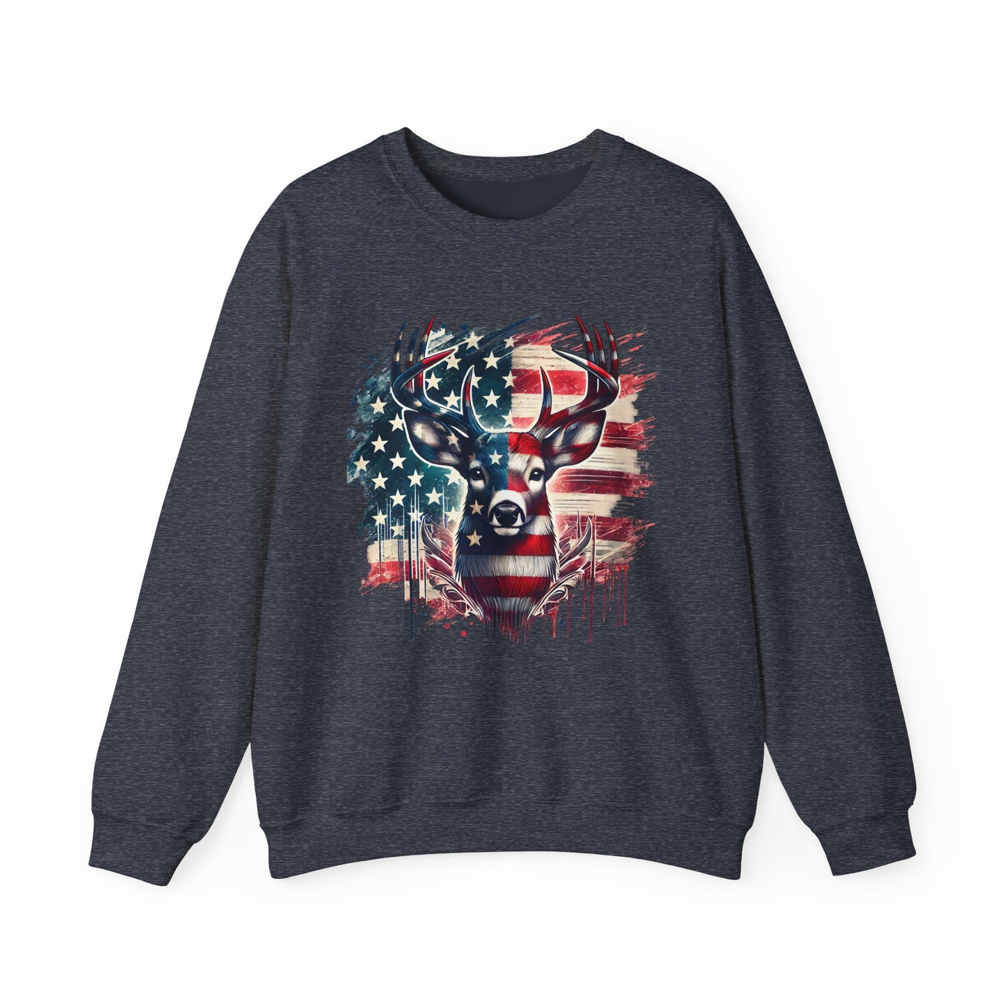 Whitetail Buck with Flag Sweatshirt