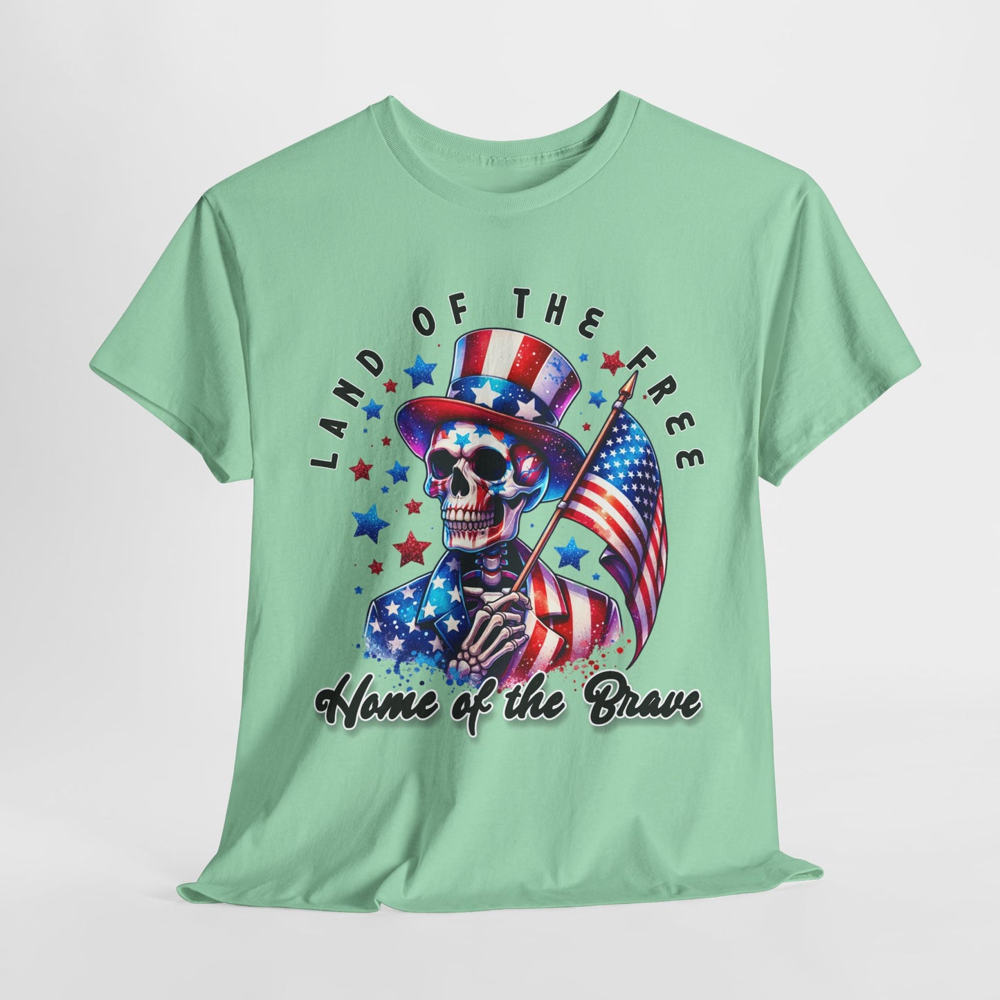 Land of the Free Home of the Brave Skeleton T-Shirt