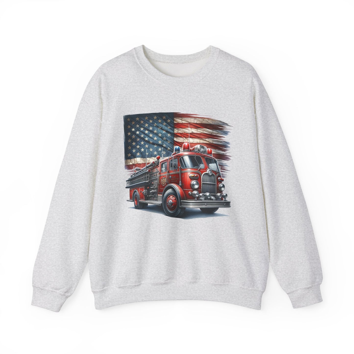 Fire Truck with Flag Sweatshirt