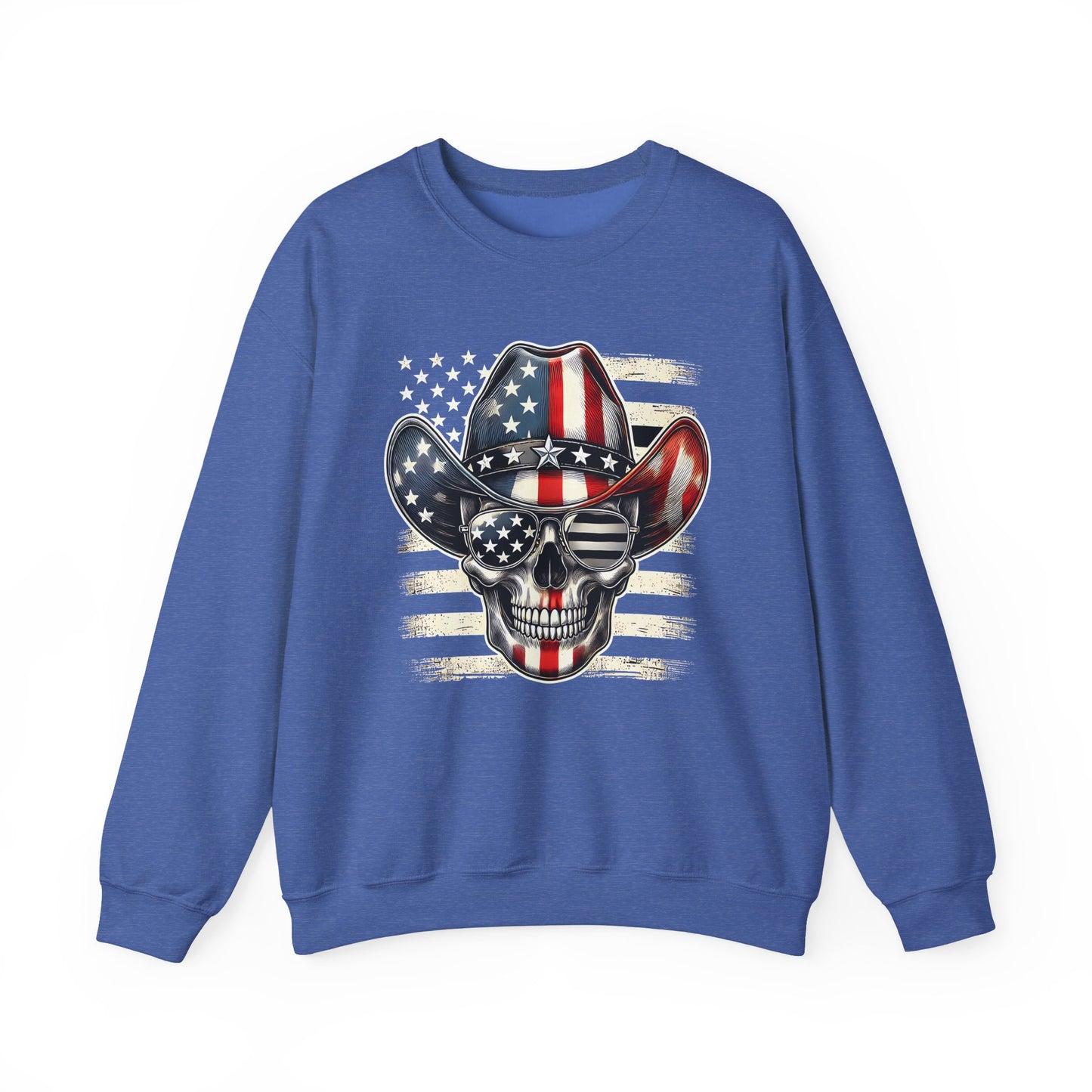 Cowboy Skeleton with Hat and Flag Sweatshirt