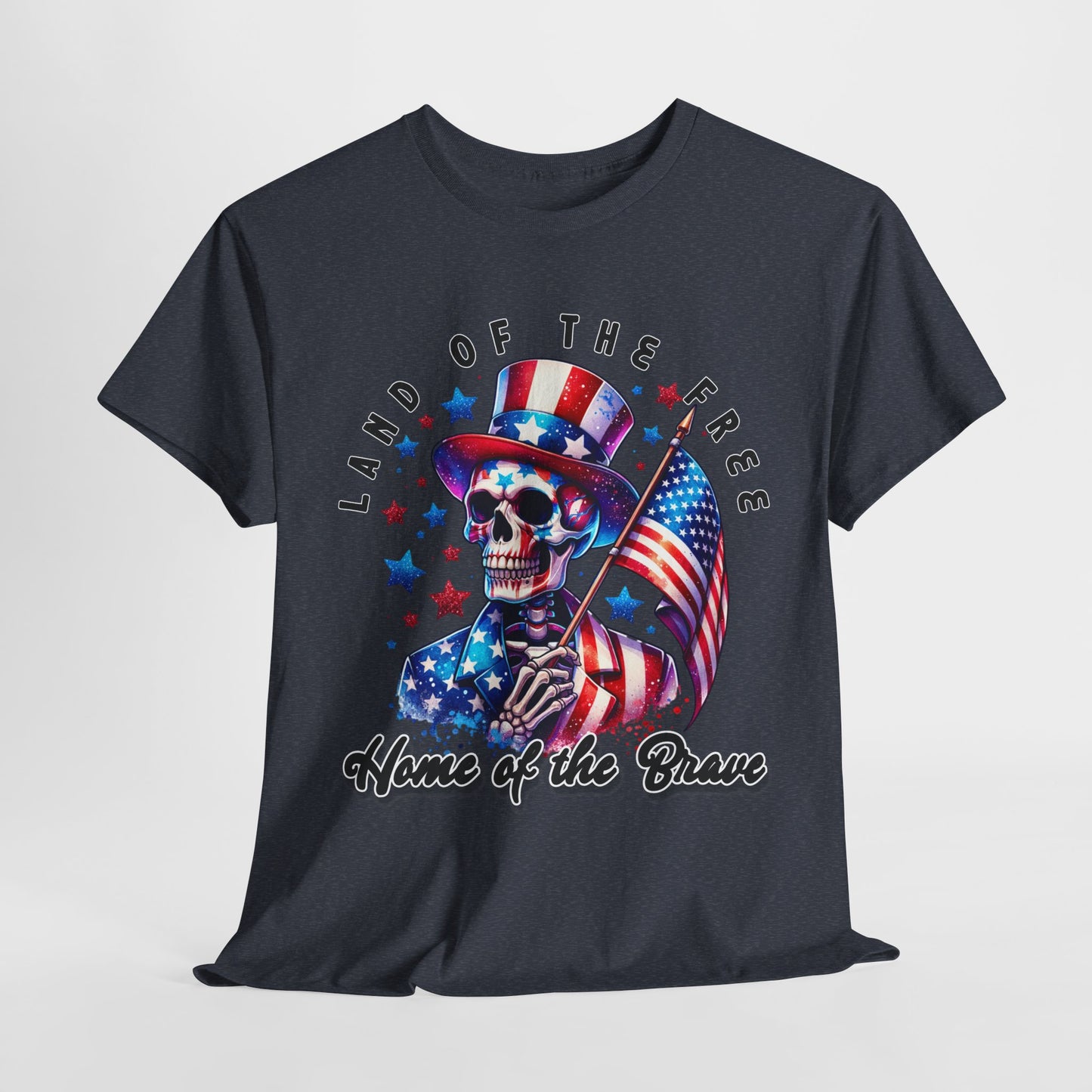 Land of the Free Home of the Brave Skeleton T-Shirt