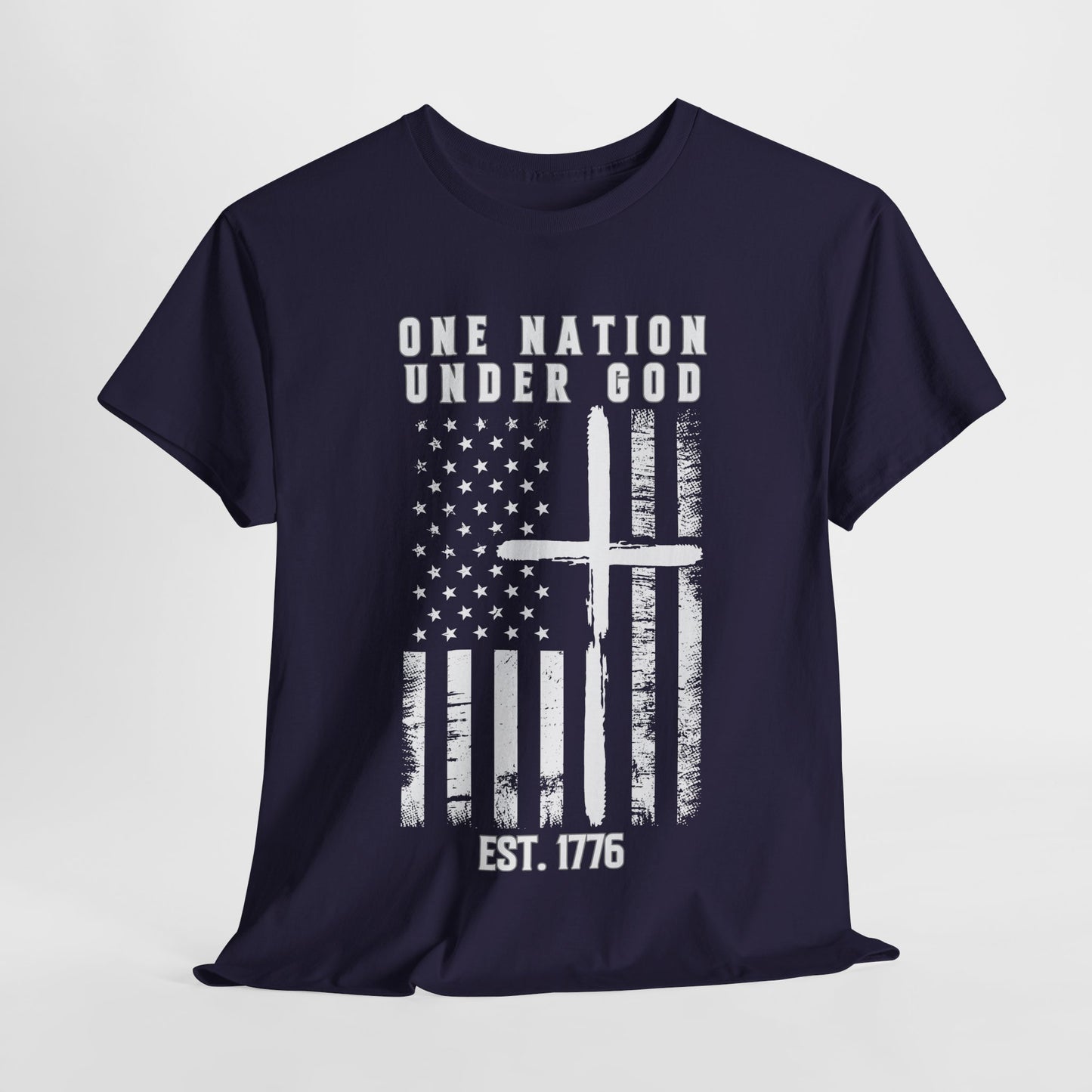One Nation Under God - Flag with Cross T-Shirt