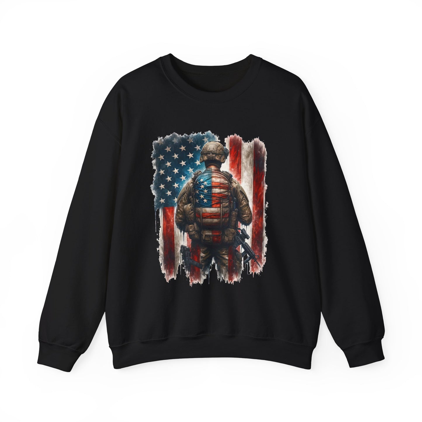 American Hero - Soldier with Flag Sweatshirt