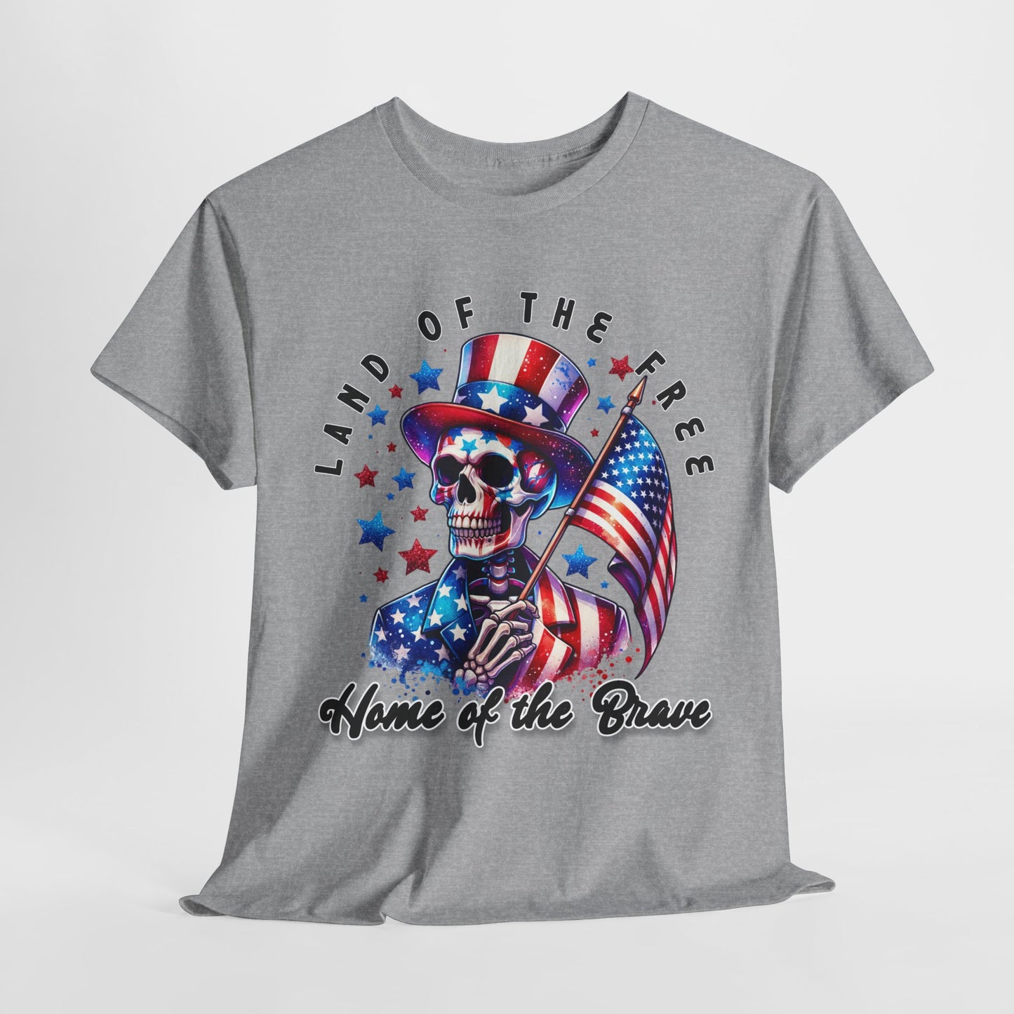 Land of the Free Home of the Brave Skeleton T-Shirt