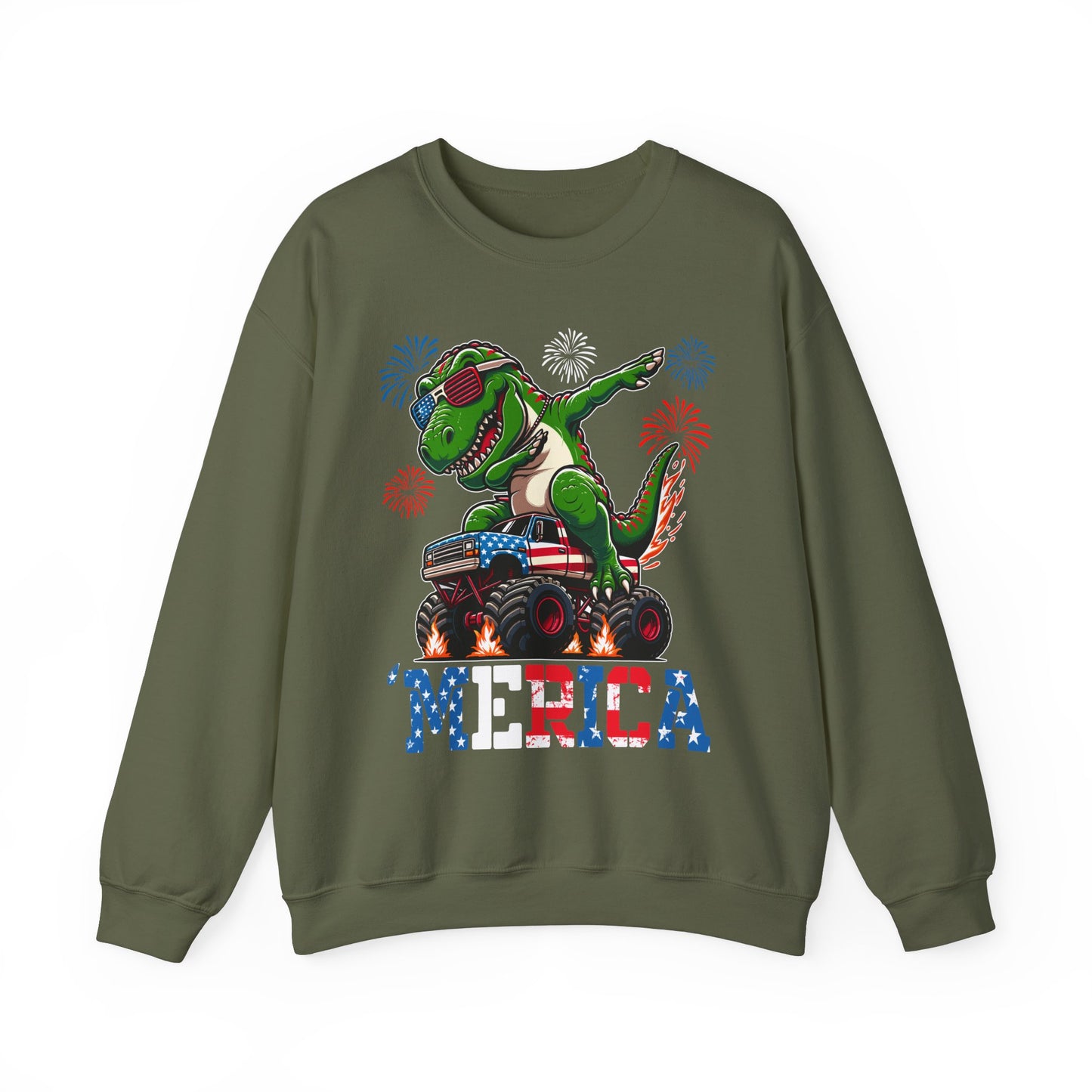 'Merica! Dabbin' Dinosaur on a Monster Truck Sweatshirt