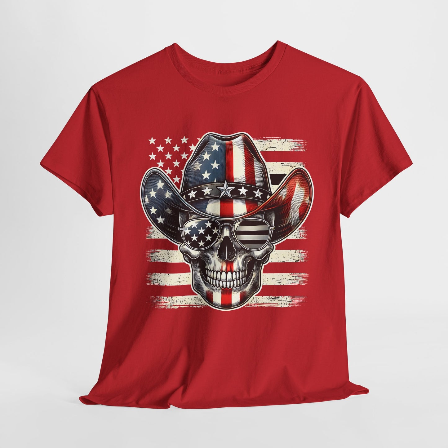 Cowboy Skeleton with Hat and Flag T-Shirt