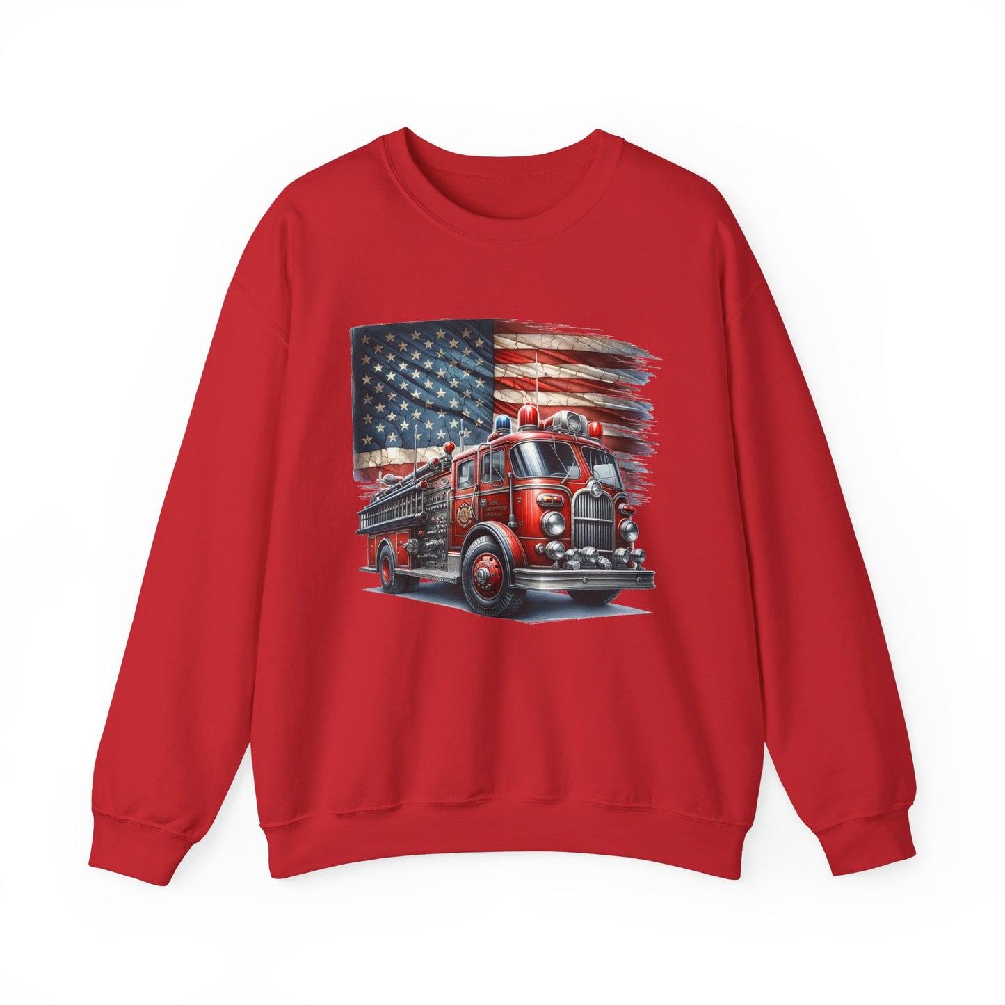 Fire Truck with Flag Sweatshirt