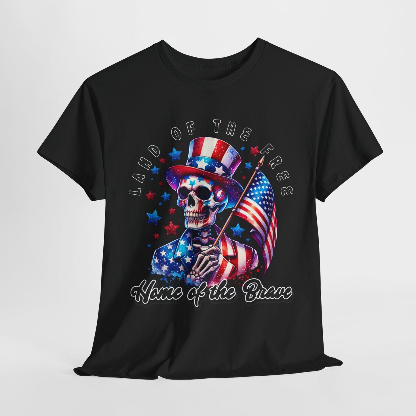 Land of the Free Home of the Brave Skeleton T-Shirt