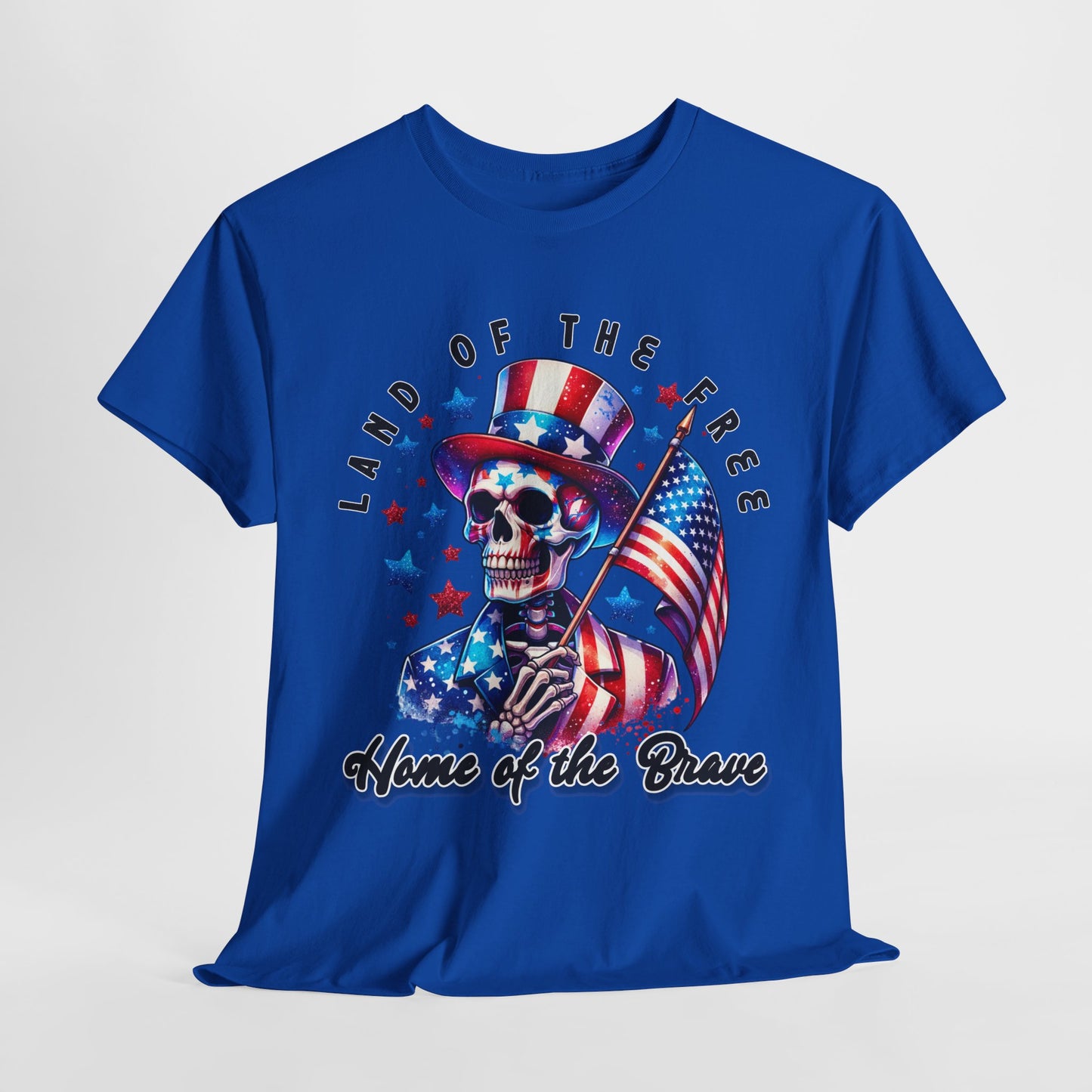 Land of the Free Home of the Brave Skeleton T-Shirt