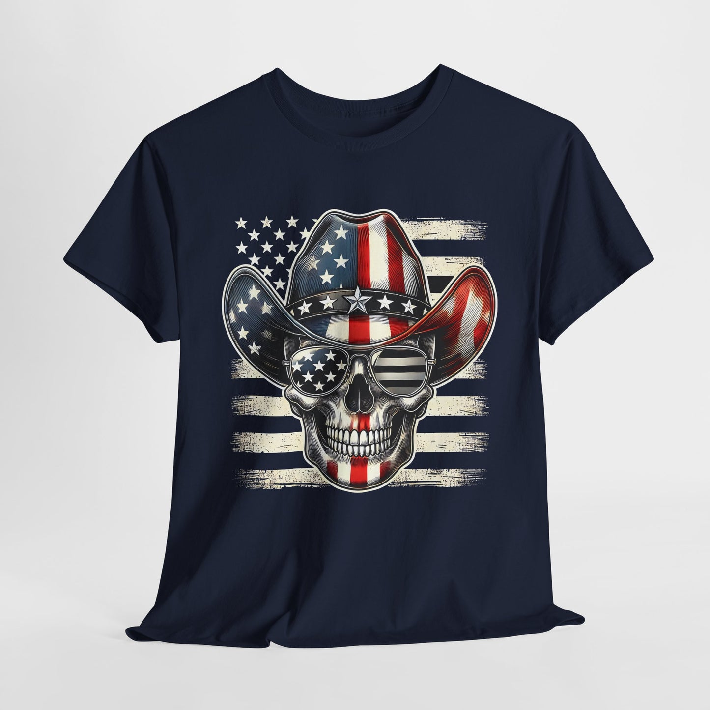 Cowboy Skeleton with Hat and Flag T-Shirt