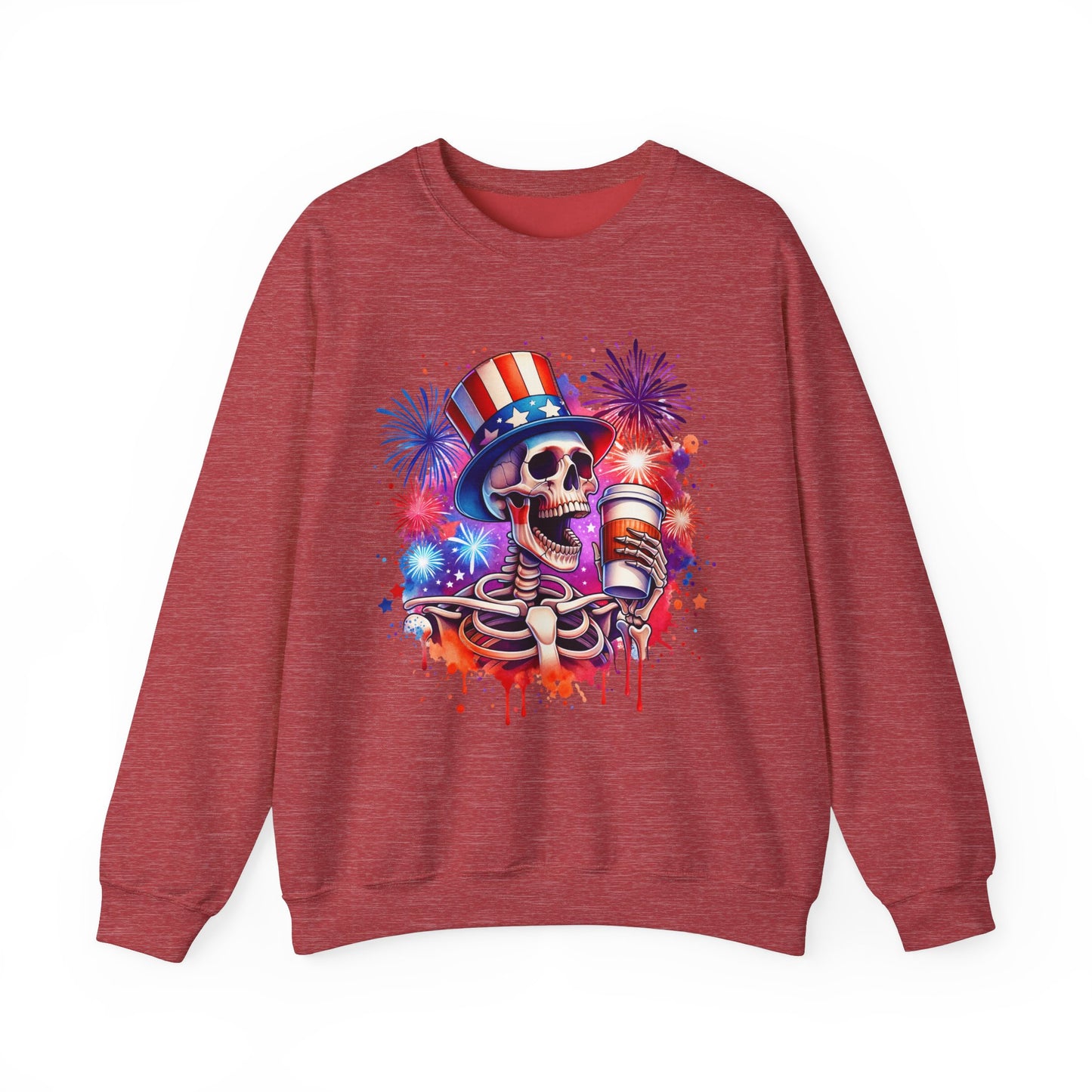 4th of July - Skeleton with Coffee Sweatshirt