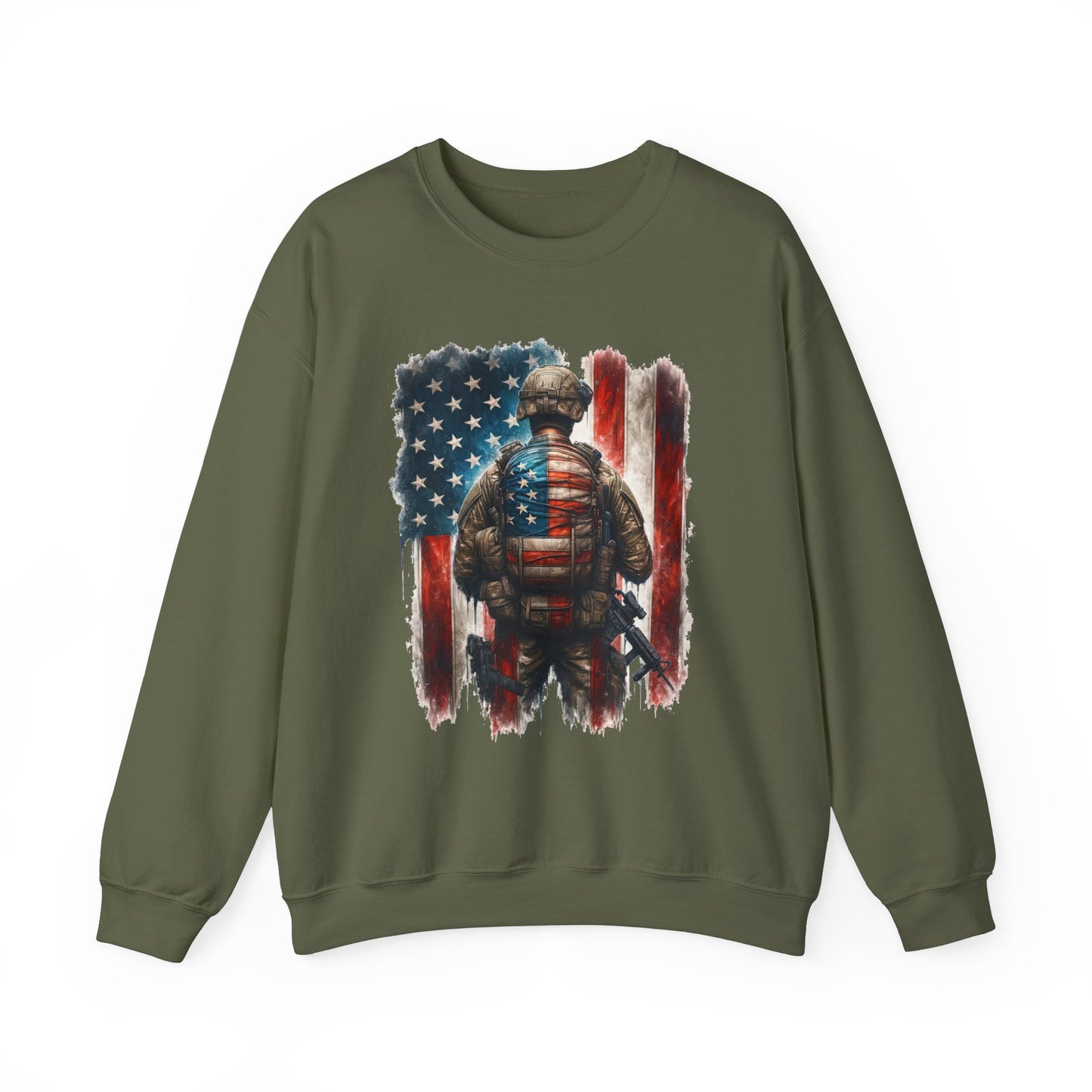 American Hero - Soldier with Flag Sweatshirt