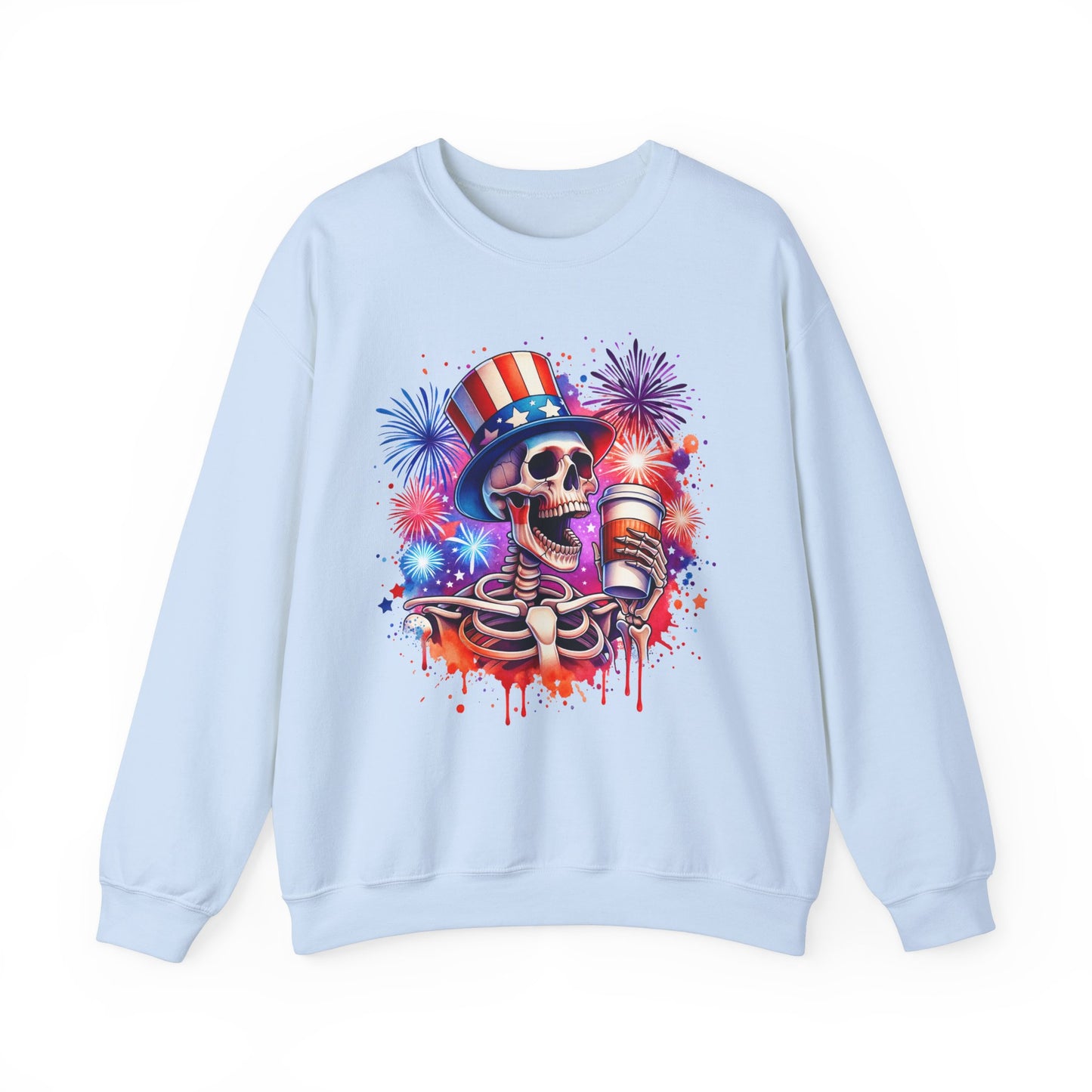 4th of July - Skeleton with Coffee Sweatshirt