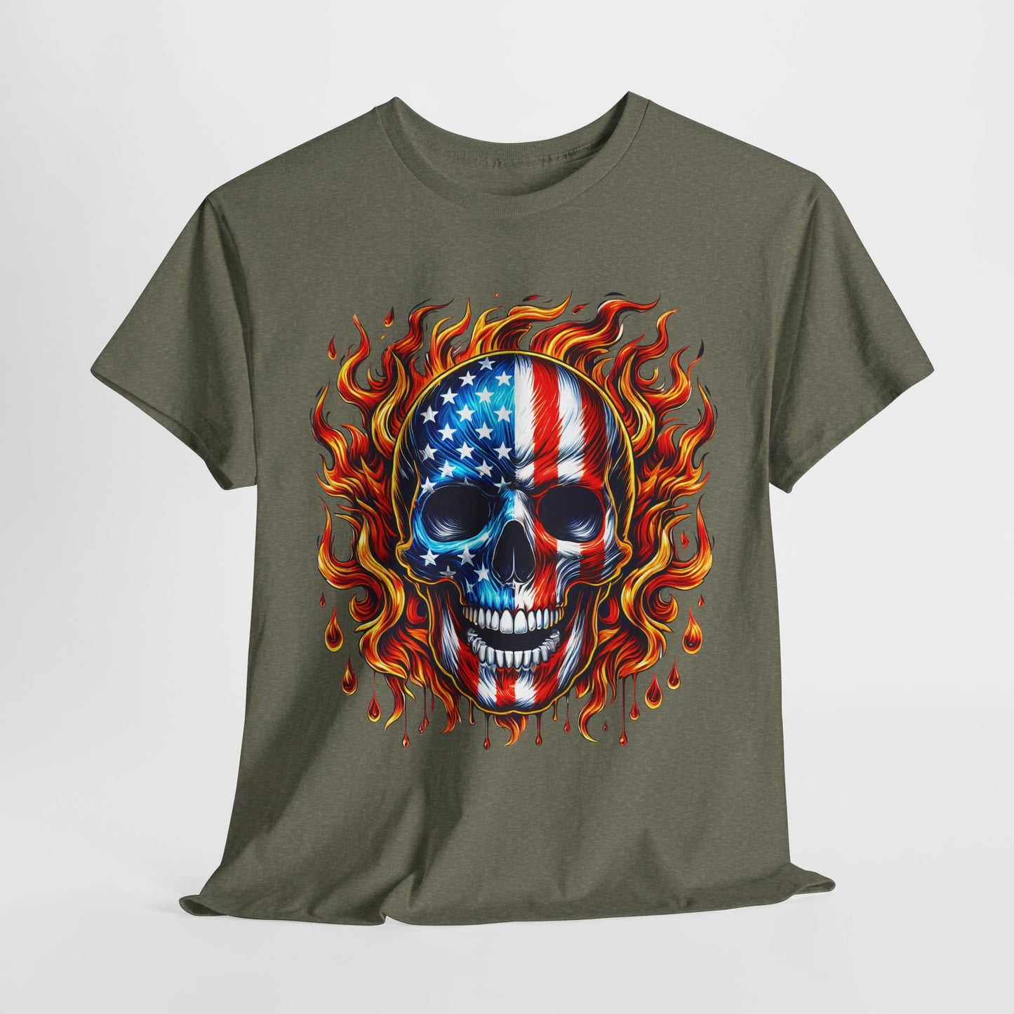Flaming Flag Skull T-Shirt