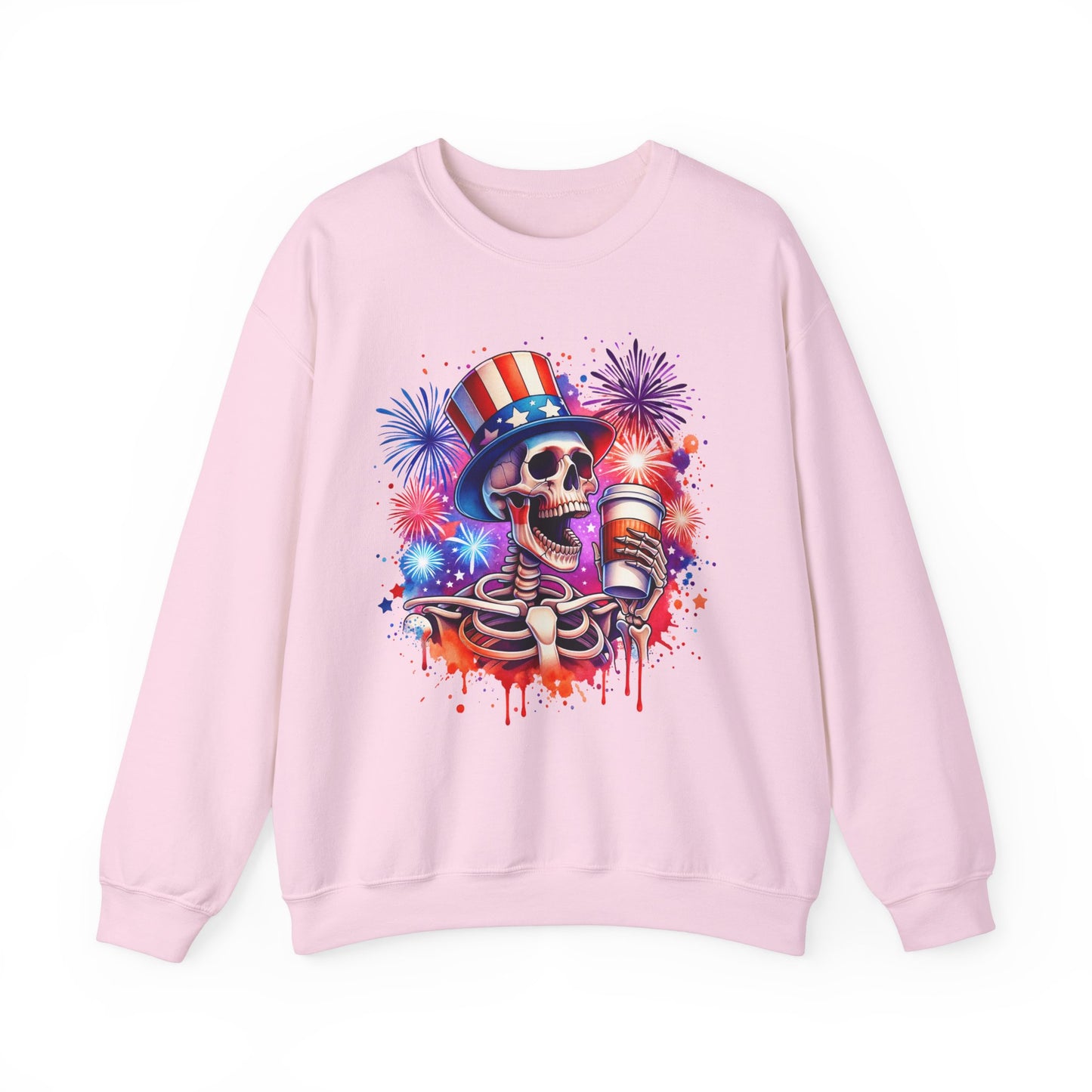 4th of July - Skeleton with Coffee Sweatshirt