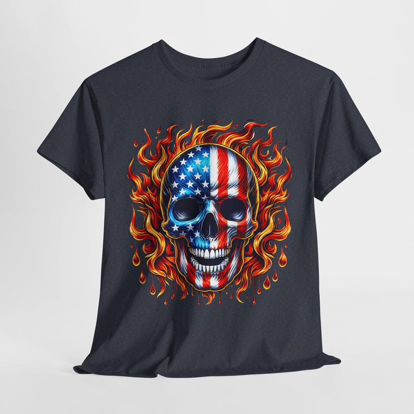 Flaming Flag Skull T-Shirt
