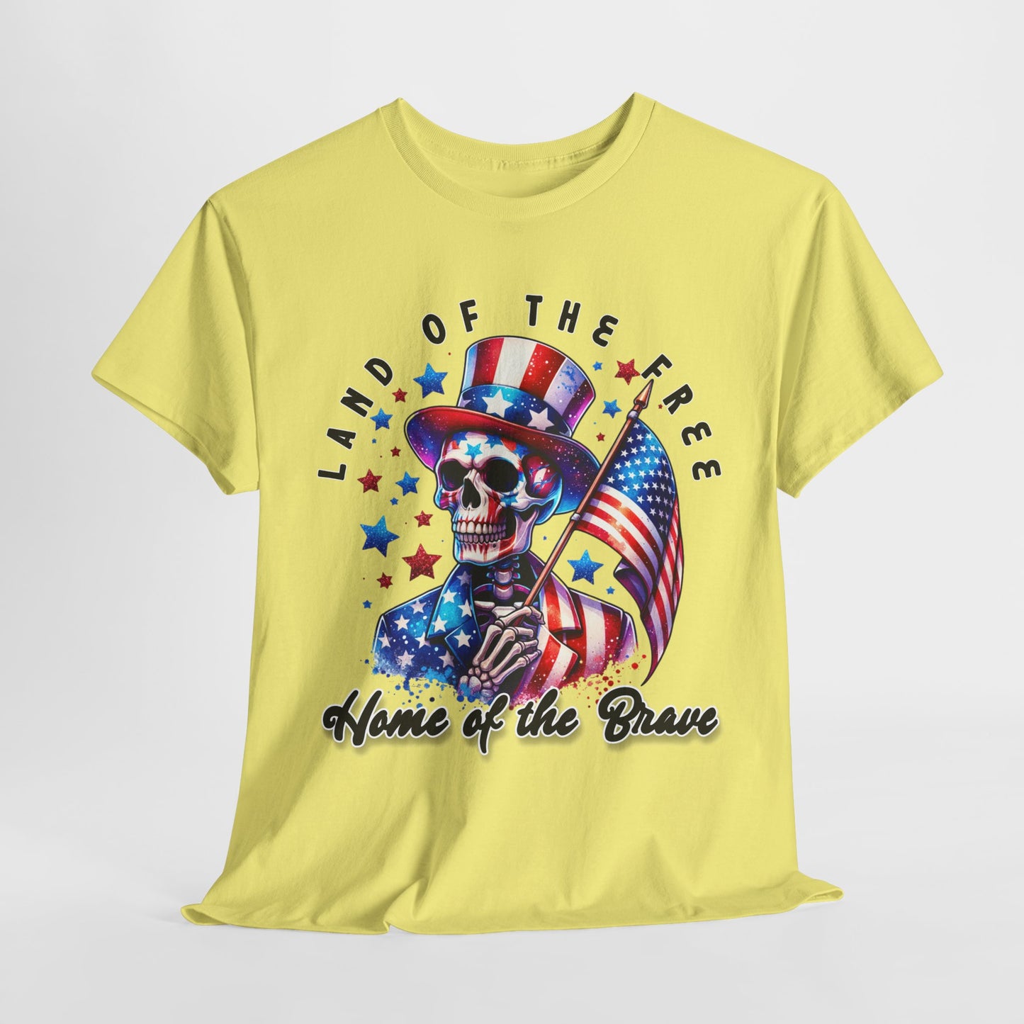 Land of the Free Home of the Brave Skeleton T-Shirt