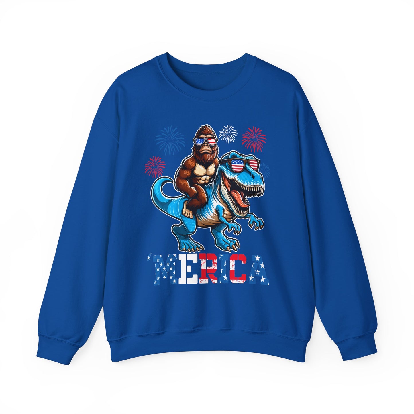 'Merica! Bigfoot on Dinosaur Sweatshirt