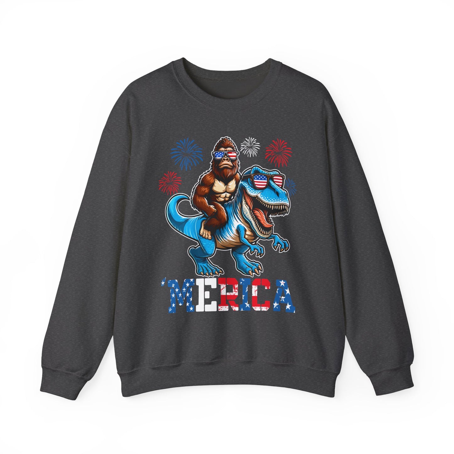 'Merica! Bigfoot on Dinosaur Sweatshirt