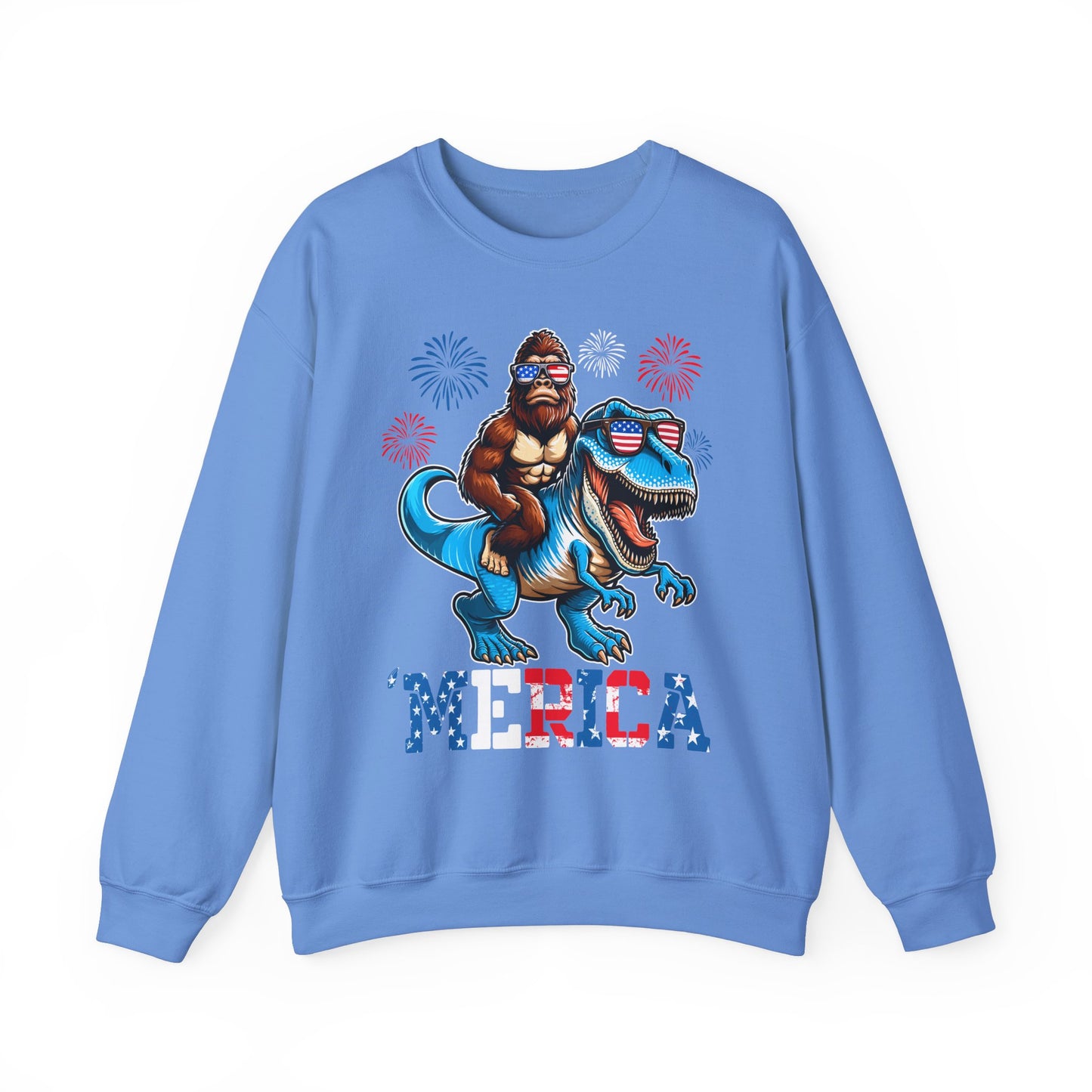'Merica! Bigfoot on Dinosaur Sweatshirt