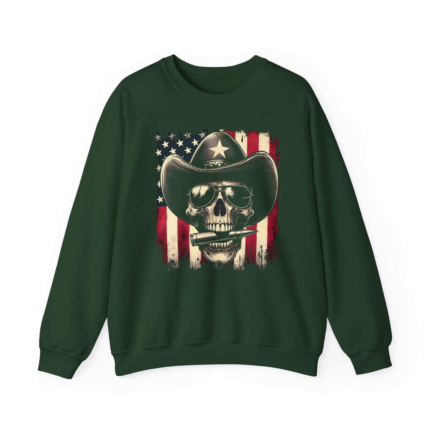 Cowboy Skeleton Biting Bullet Sweatshirt