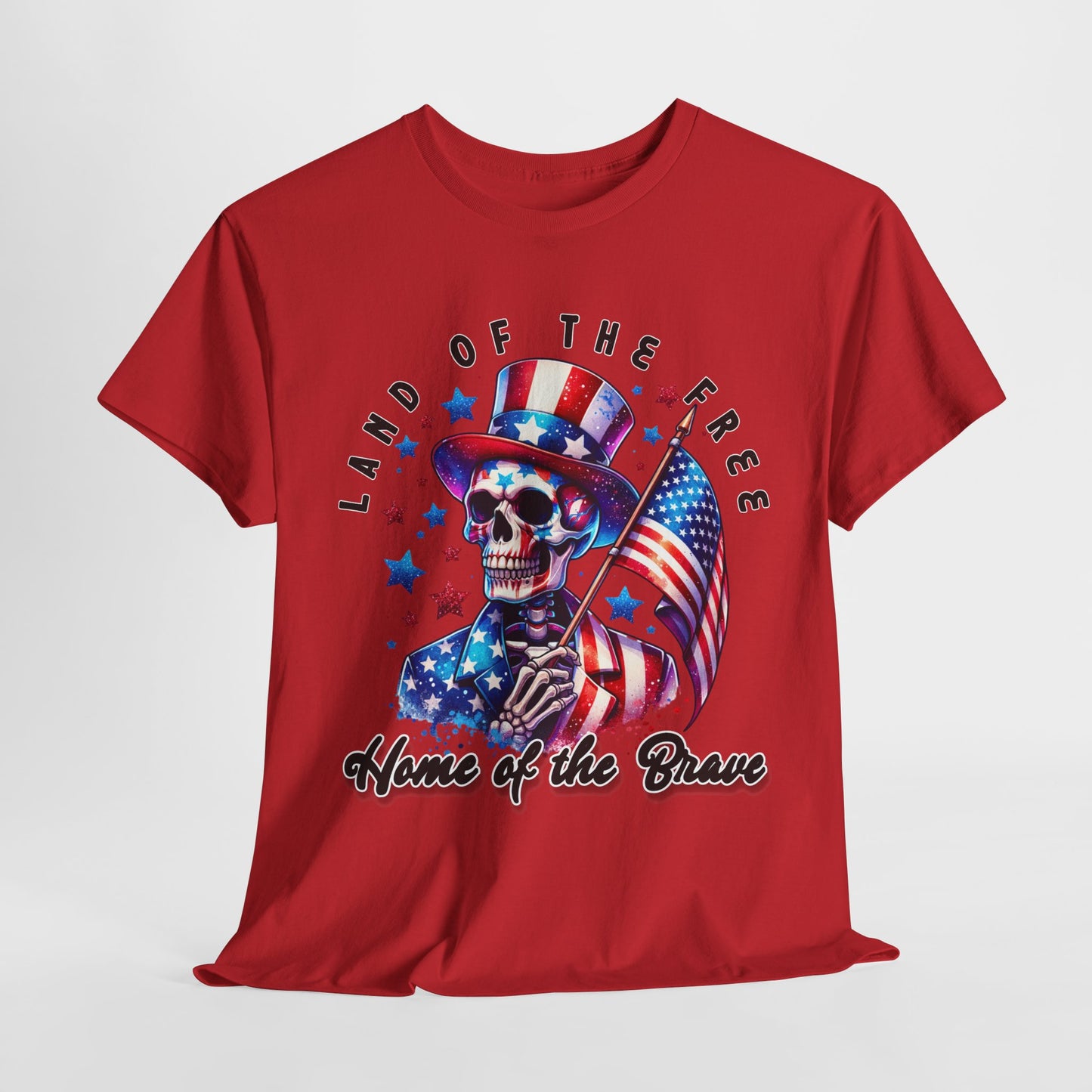 Land of the Free Home of the Brave Skeleton T-Shirt
