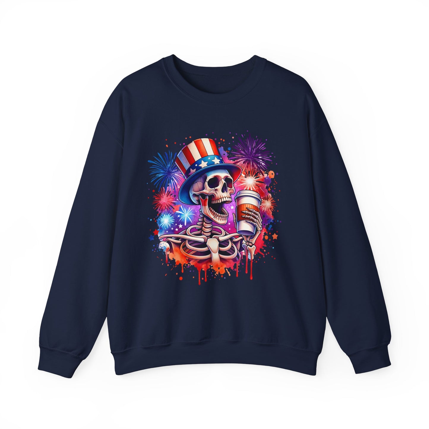4th of July - Skeleton with Coffee Sweatshirt