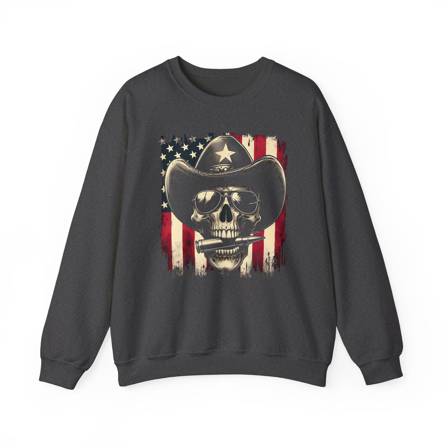 Cowboy Skeleton Biting Bullet Sweatshirt